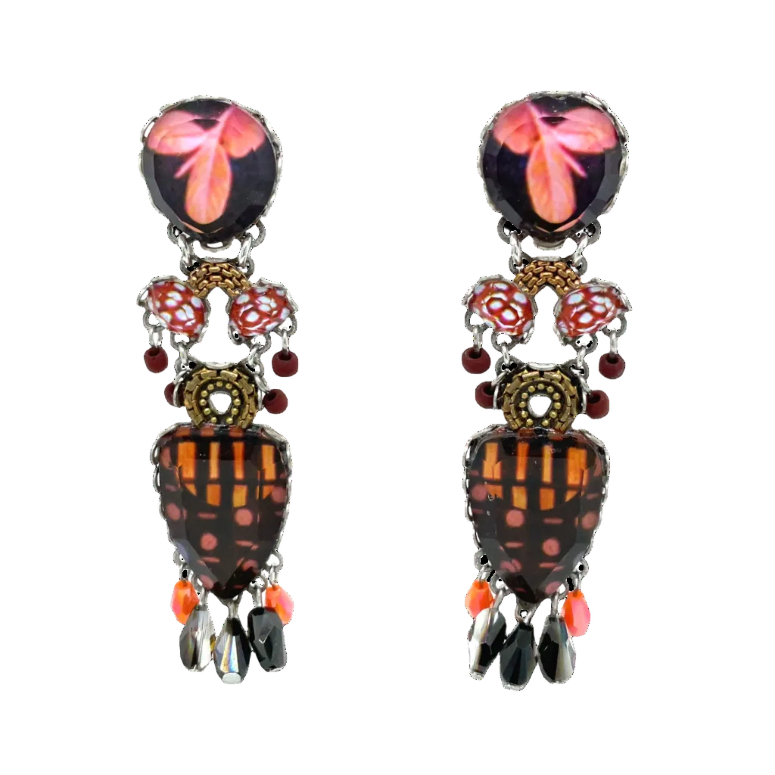 Handcrafted Fabric and Bead Earrings