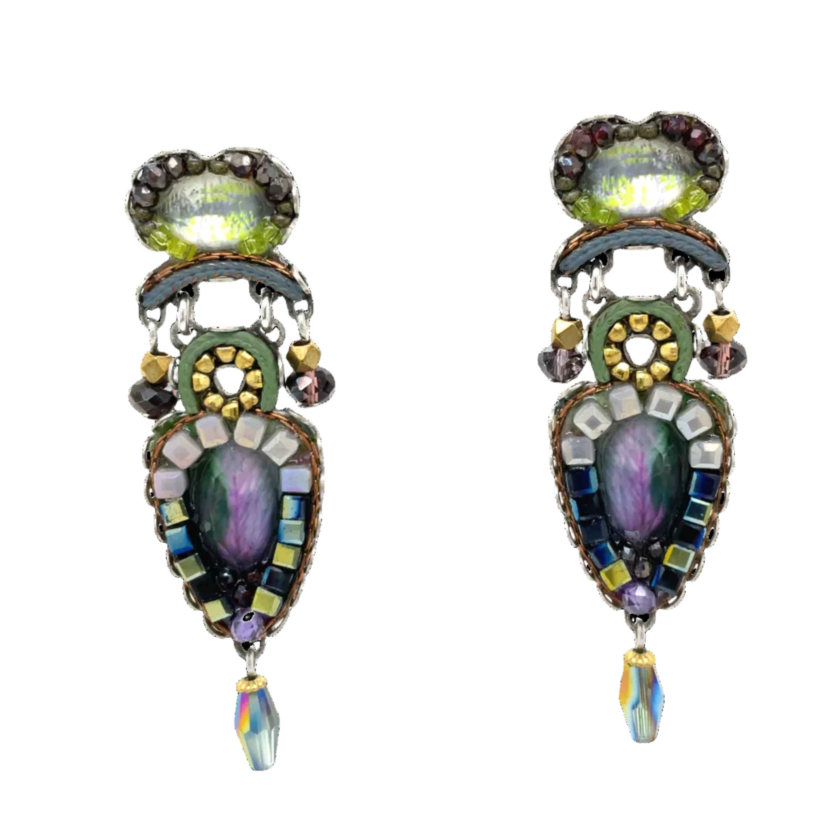 Handcrafted Fabric and Bead Earrings