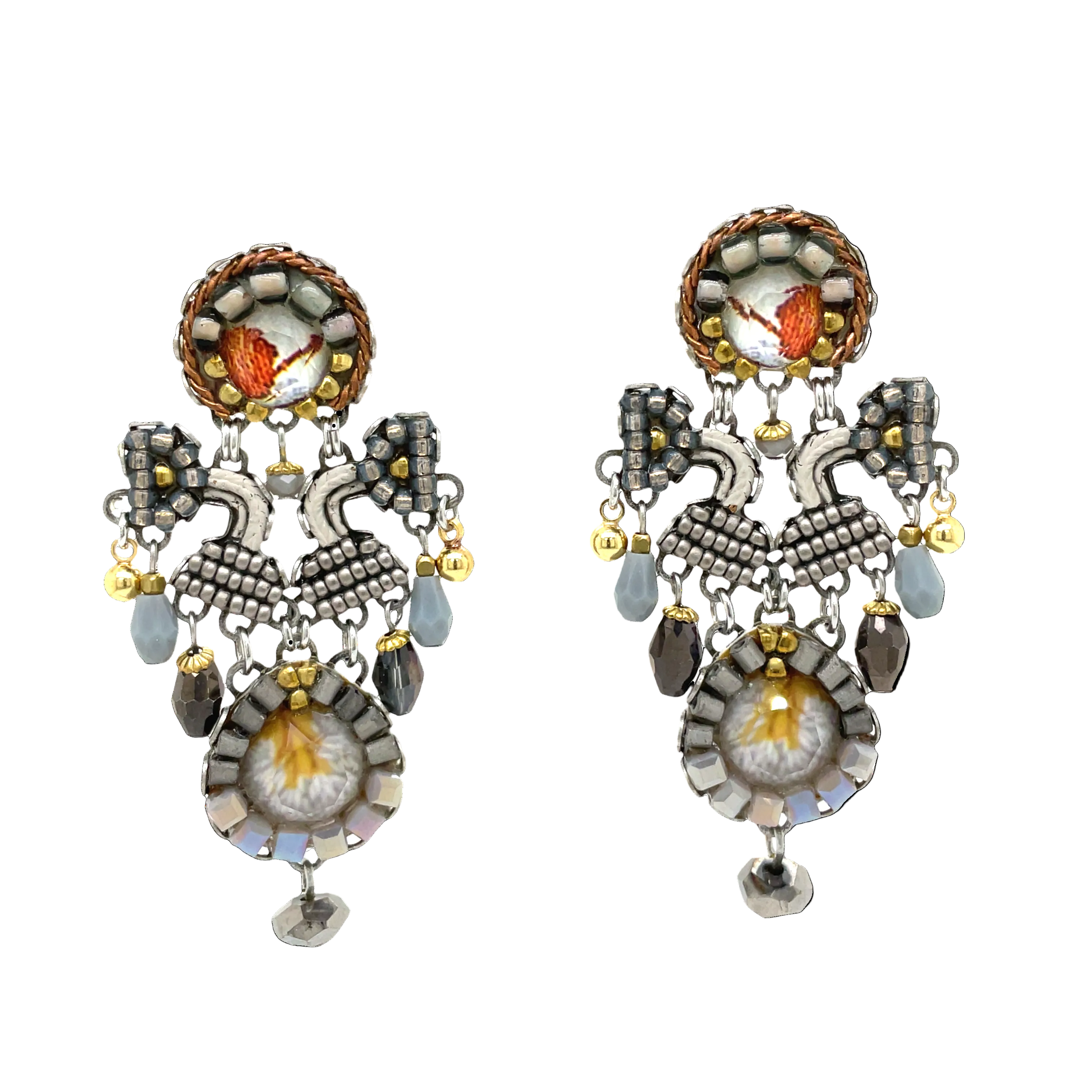 Handcrafted Fabric and Bead Earrings