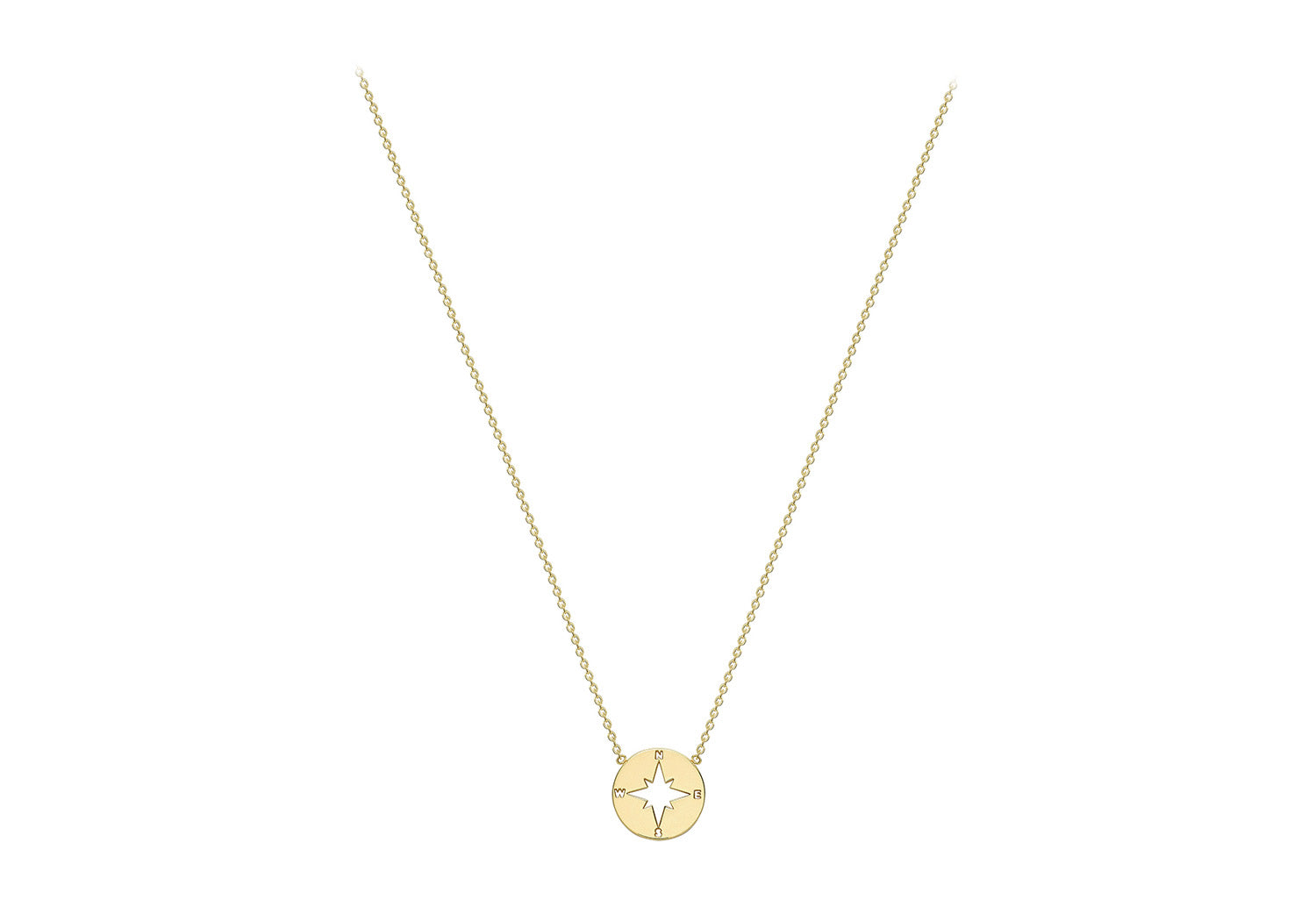 9ct Yellow Gold Compass Necklace 40-42 cm