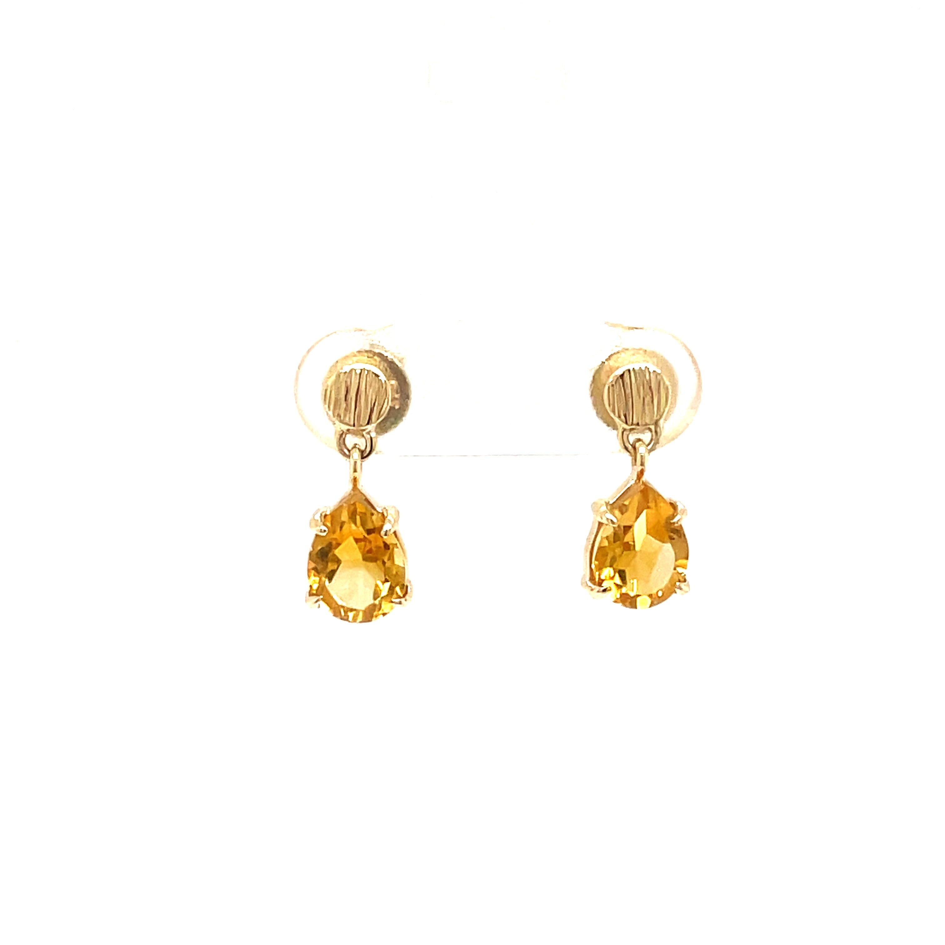 9ct Yellow Gold Pear Shape Citrine Earrings