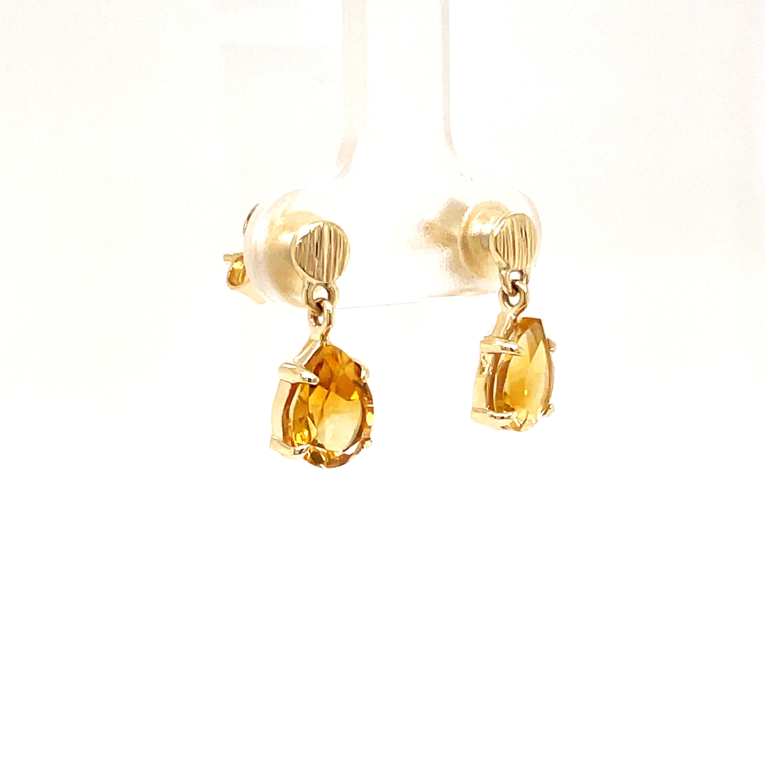 9ct Yellow Gold Pear Shape Citrine Earrings