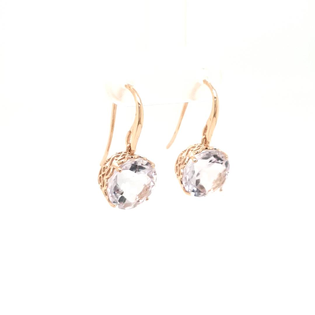 9ct Rose Gold Pink Amethyst Drop Earrings