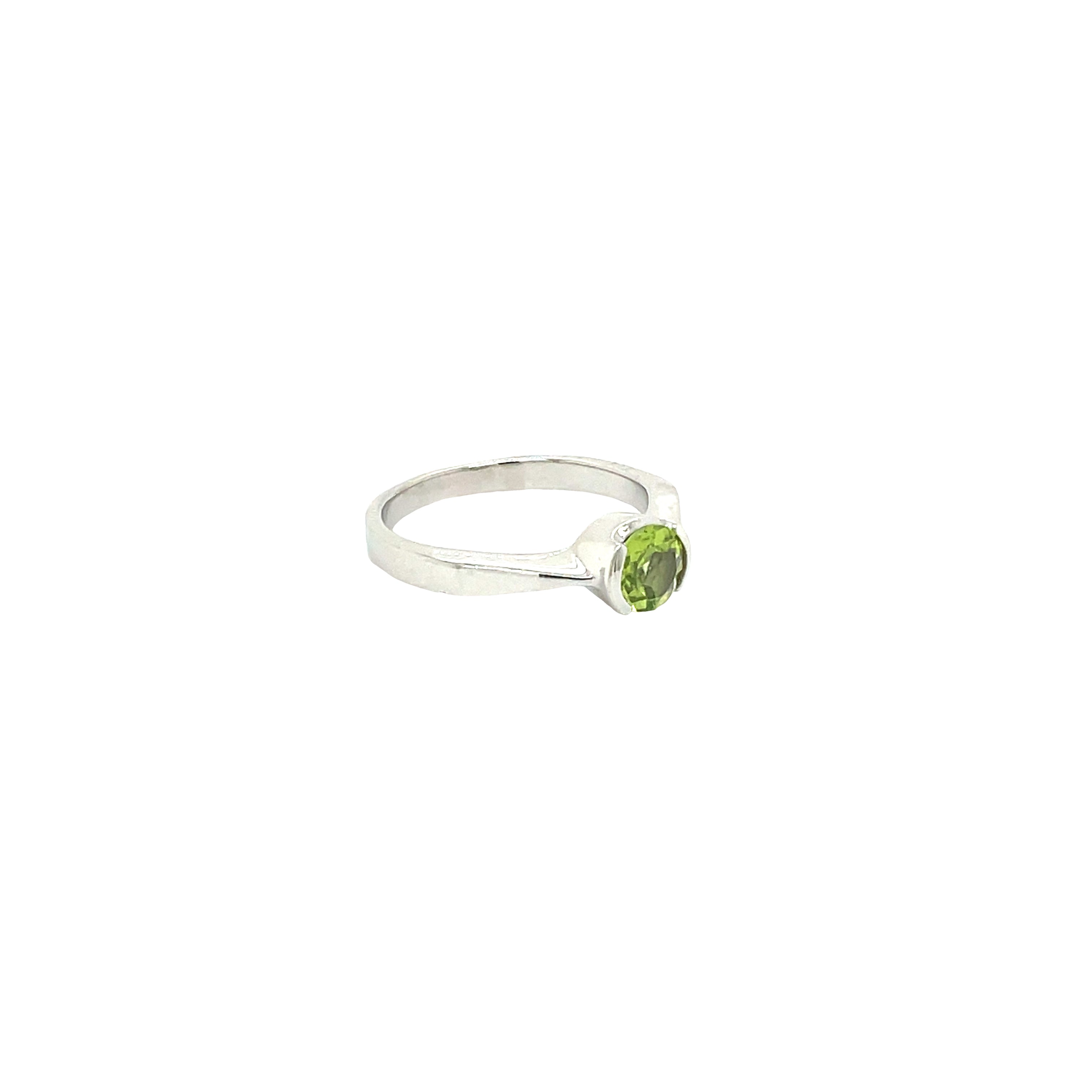 Sterling Silver Round Peridot Dress Ring
