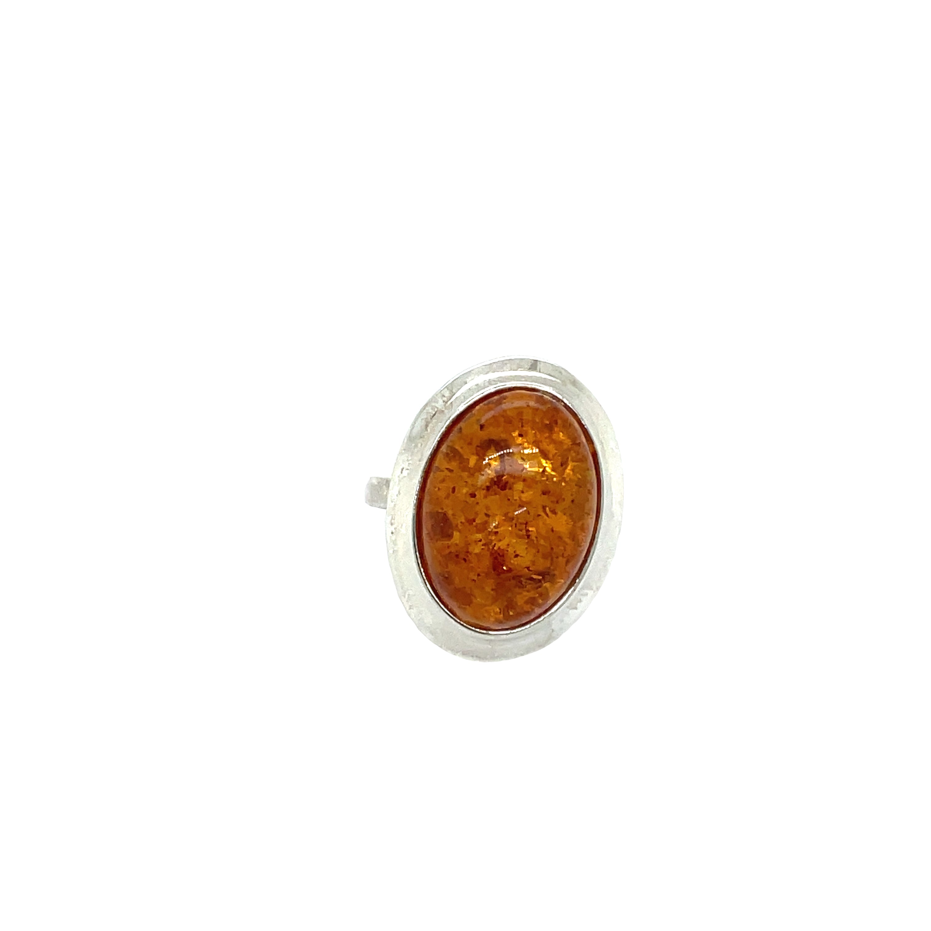 Sterling Silver Oval Amber Disc Dress Ring