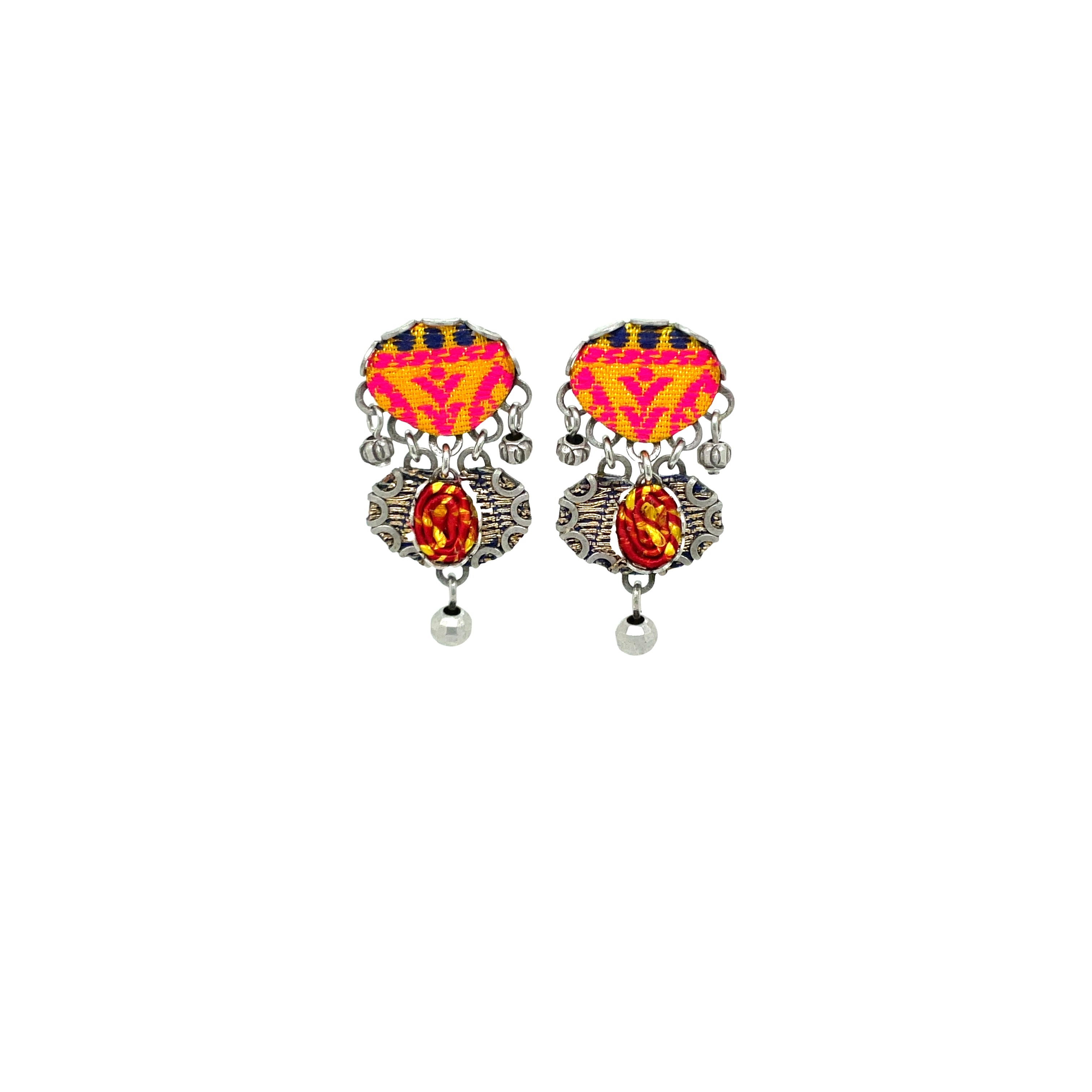 Handcrafted Fabric and Bead Earrings