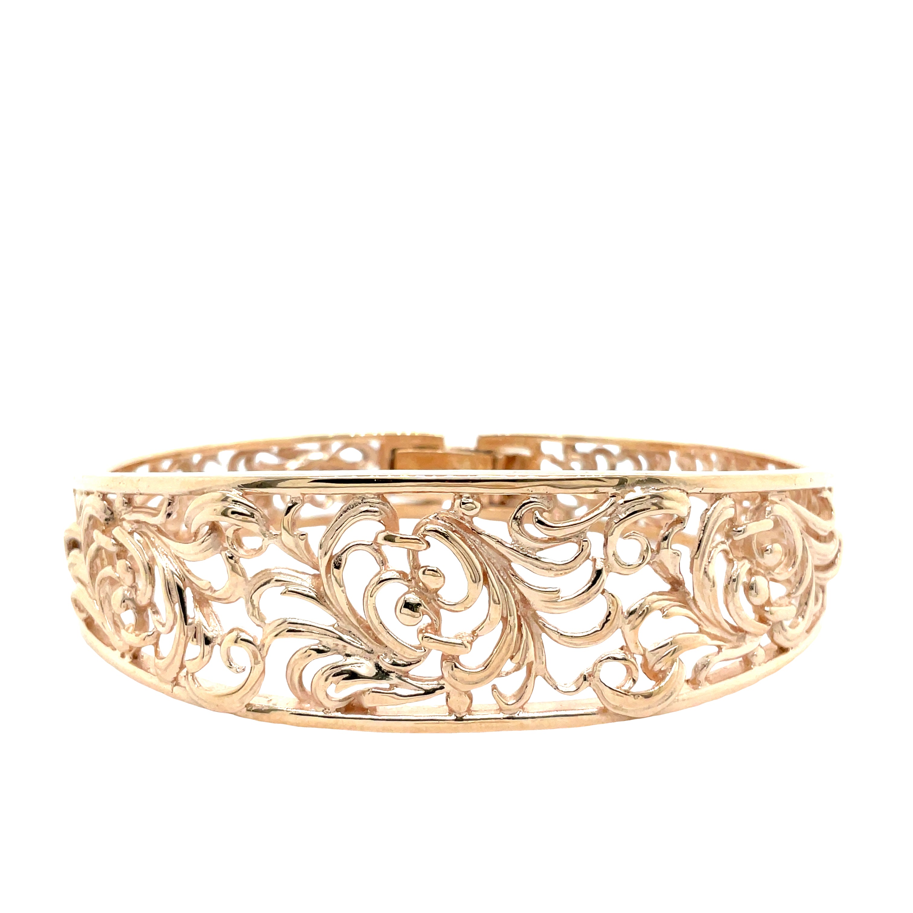 9ct Rose Gold Custom Made Filagree Bangle Bracelet
