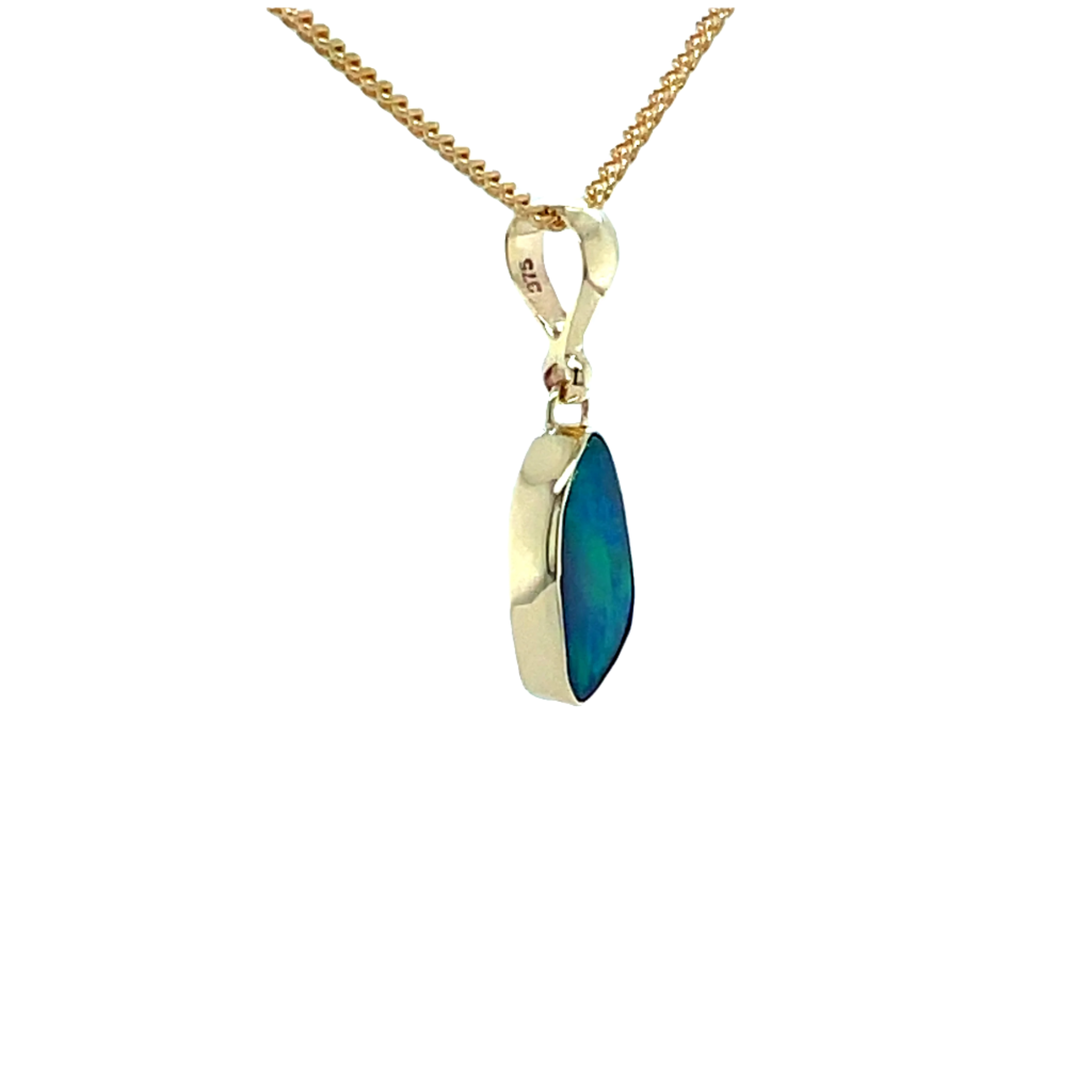 9ct Yellow Gold Australian Freeform Opal Pendant