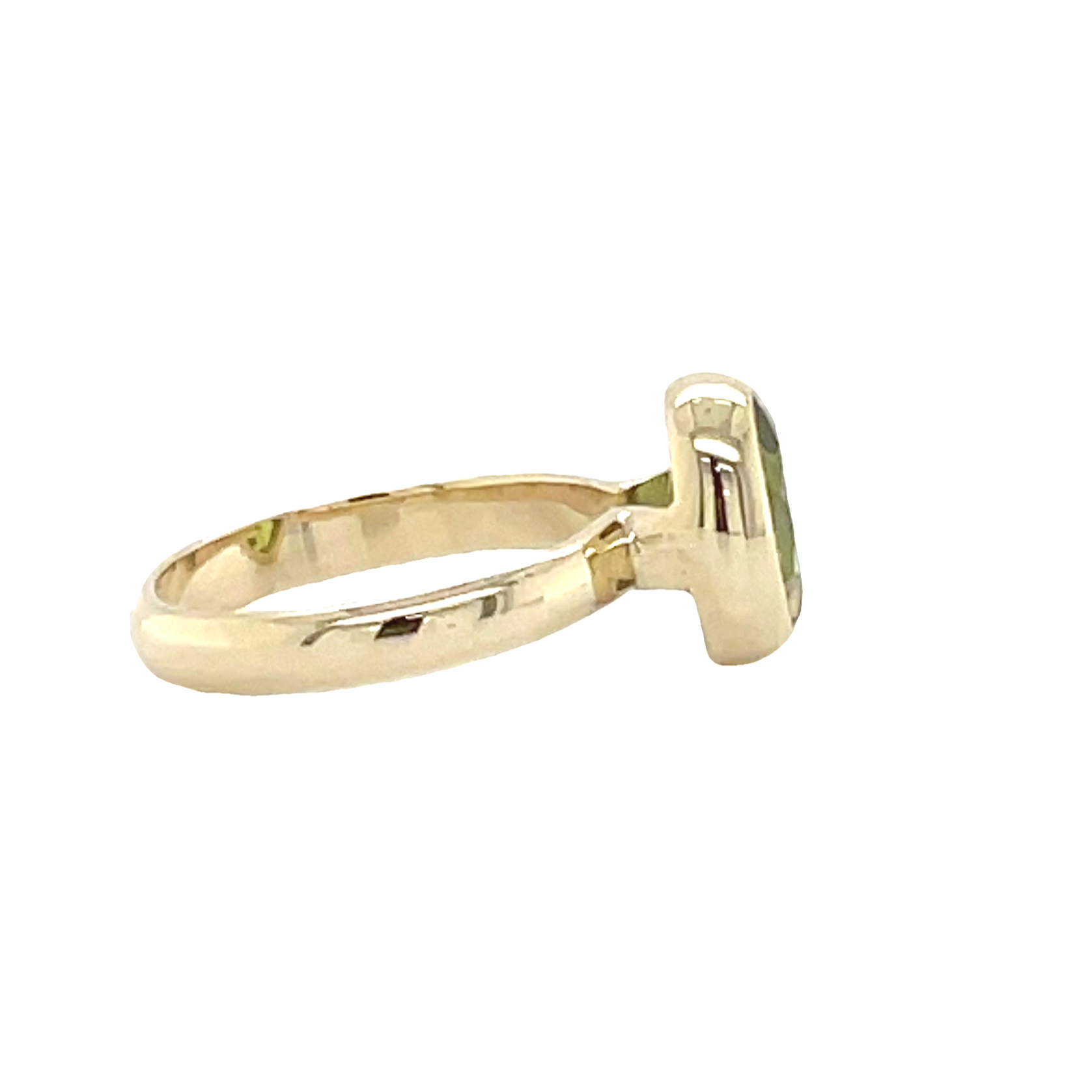 9ct Yellow Gold Oval Green Amethyst Dress Ring