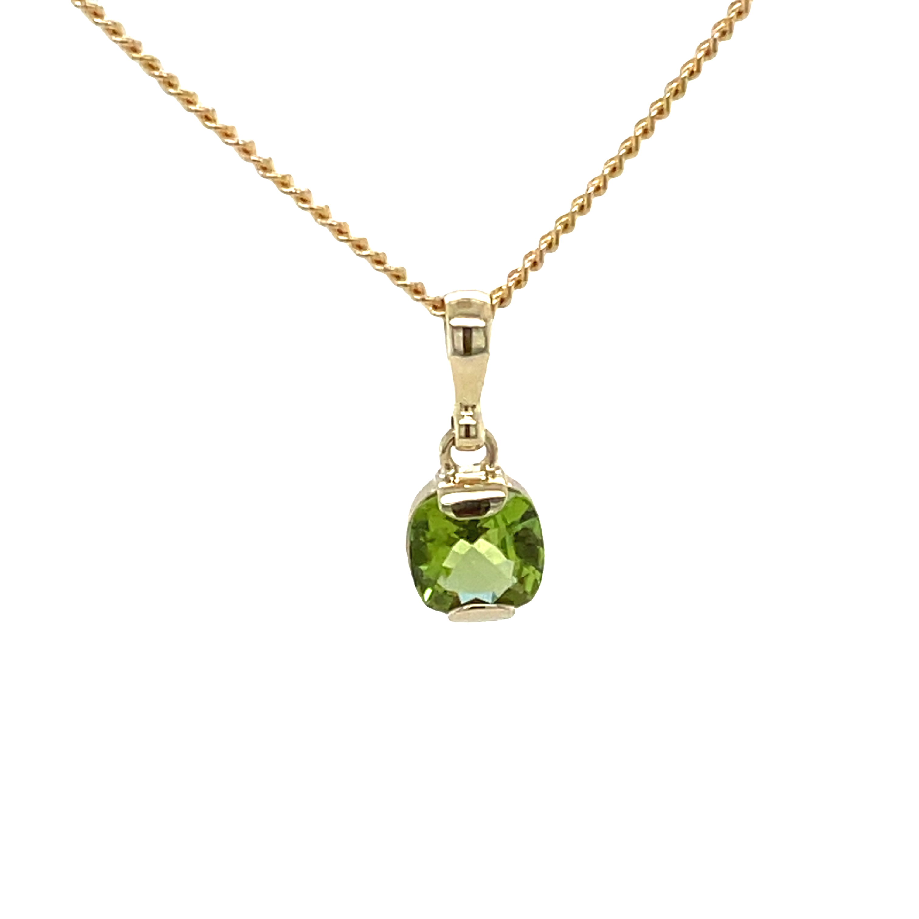 9ct Yellow Gold Cushion Cut Peridot Pendant