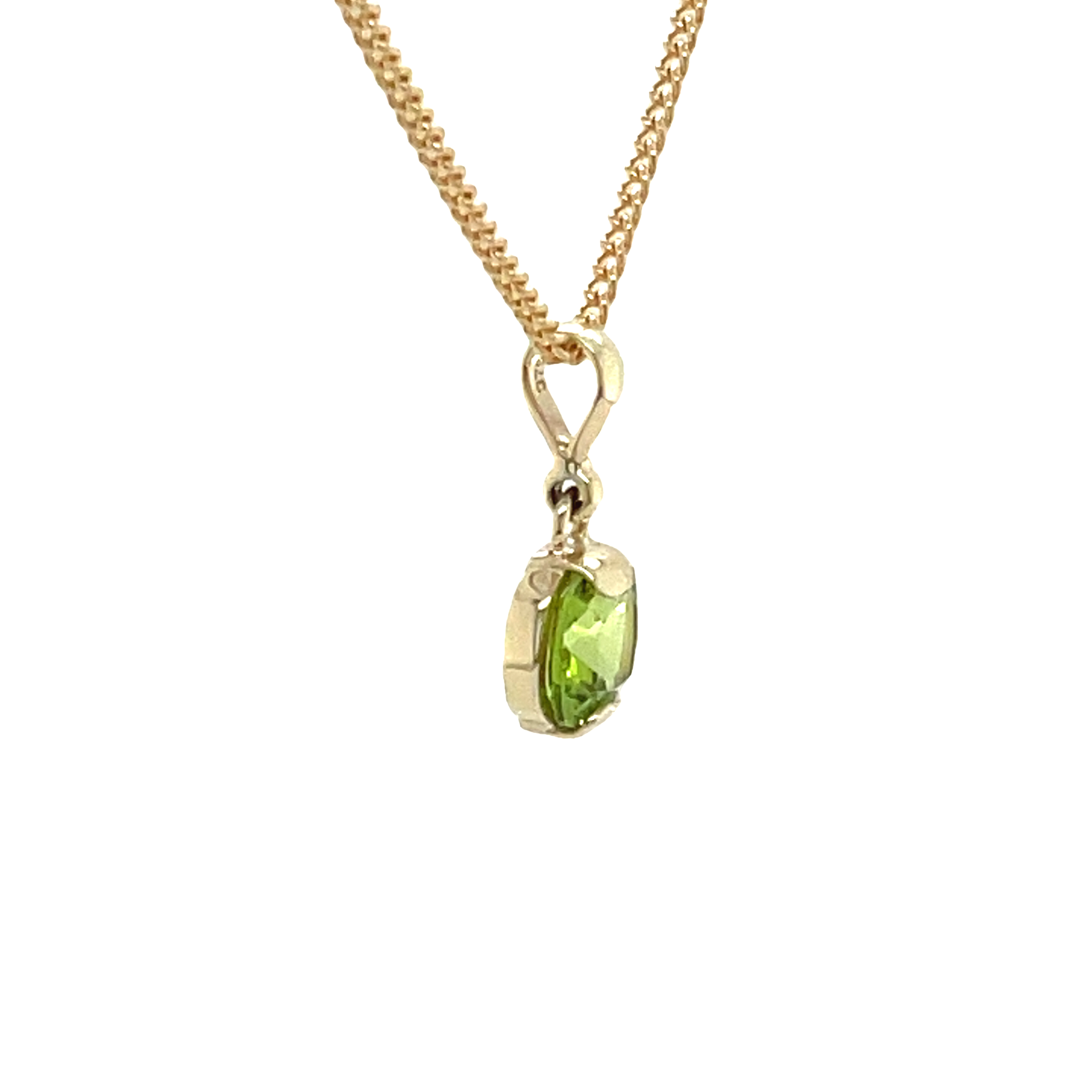 9ct Yellow Gold Cushion Cut Peridot Pendant