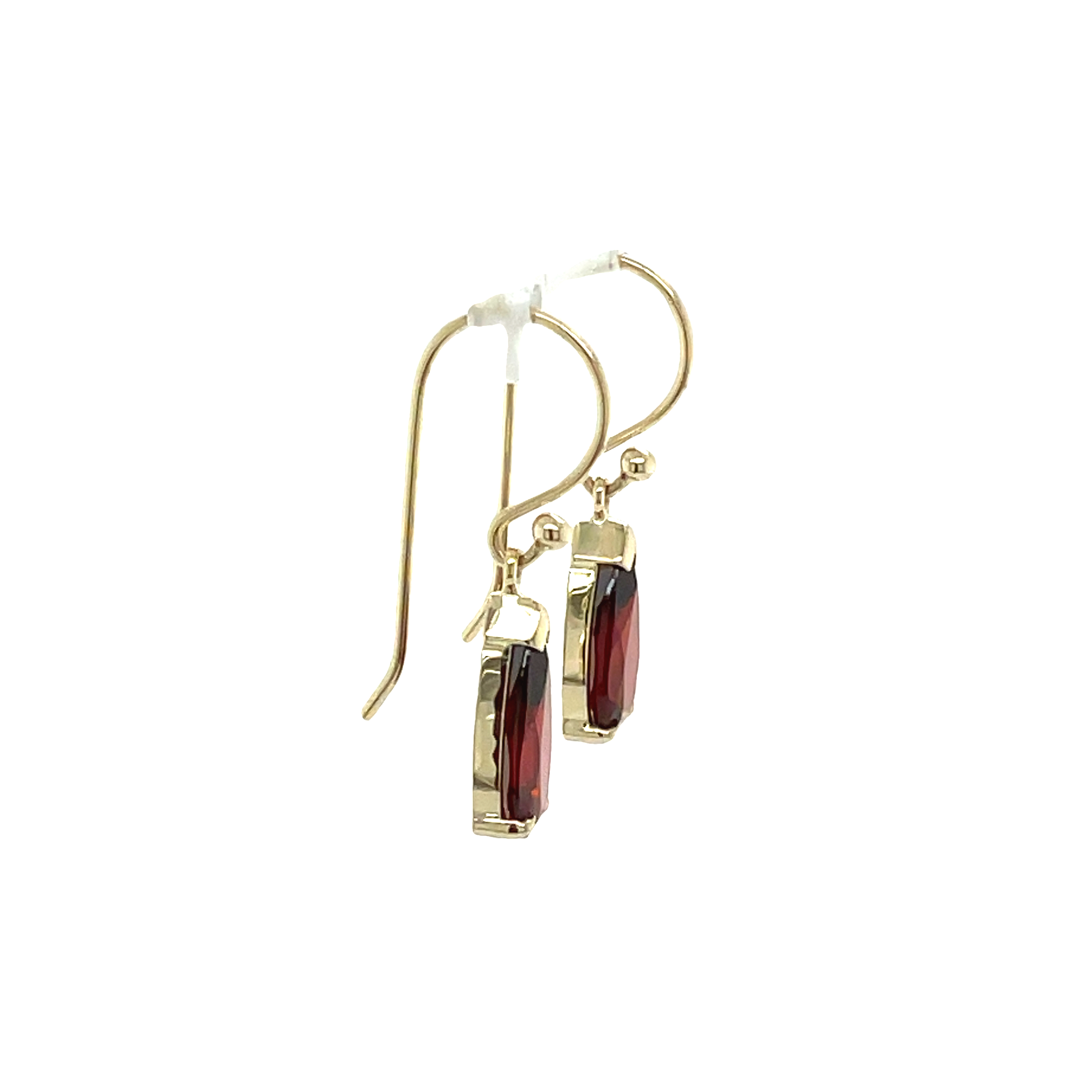 9ct Yellow Gold Pear Shape Garnet Drop Earrings