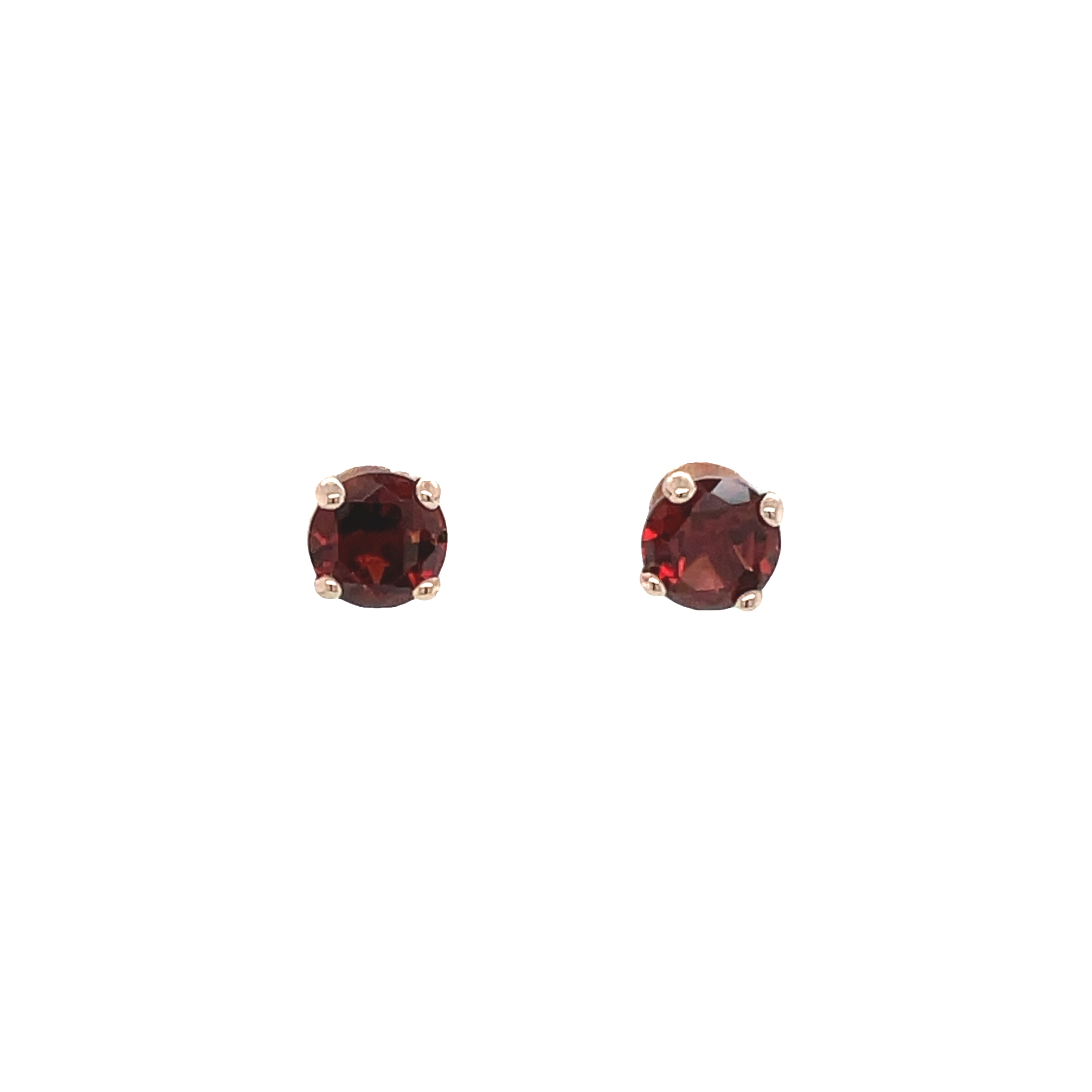 9ct Rose Gold Round Garnet Stud Earrings