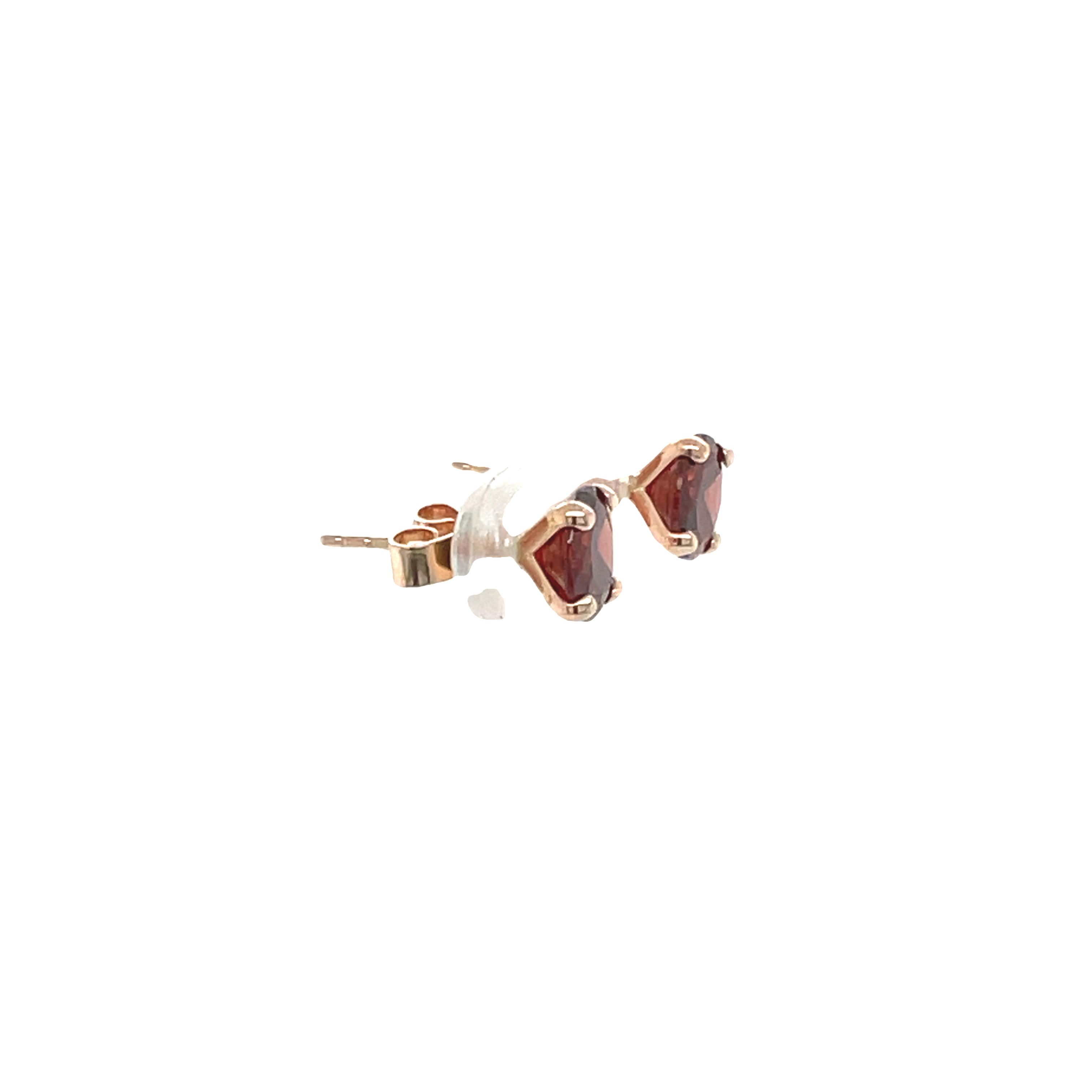 9ct Rose Gold Round Garnet Stud Earrings