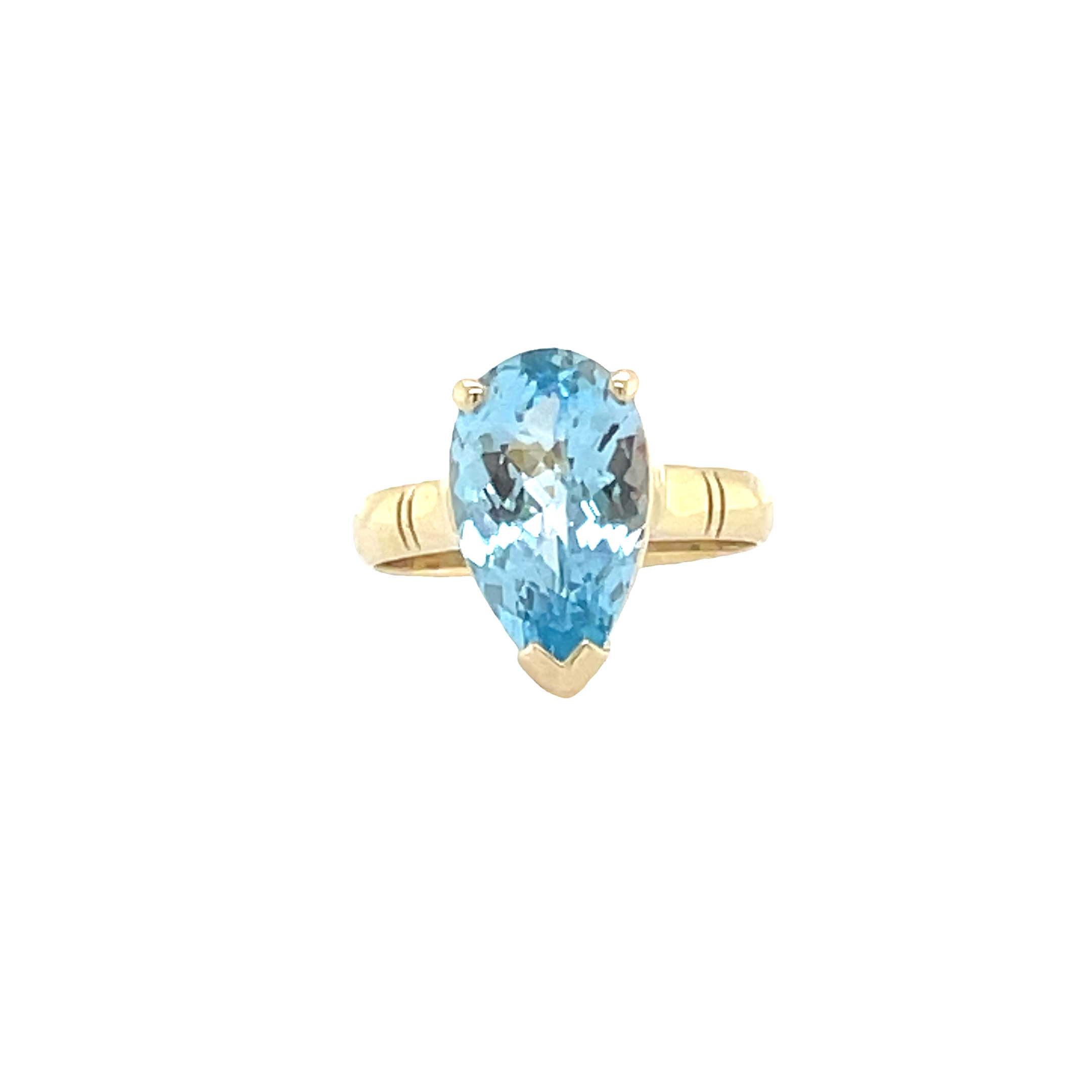 9ct Yellow Gold Pear Shape Blue Topaz Dress Ring