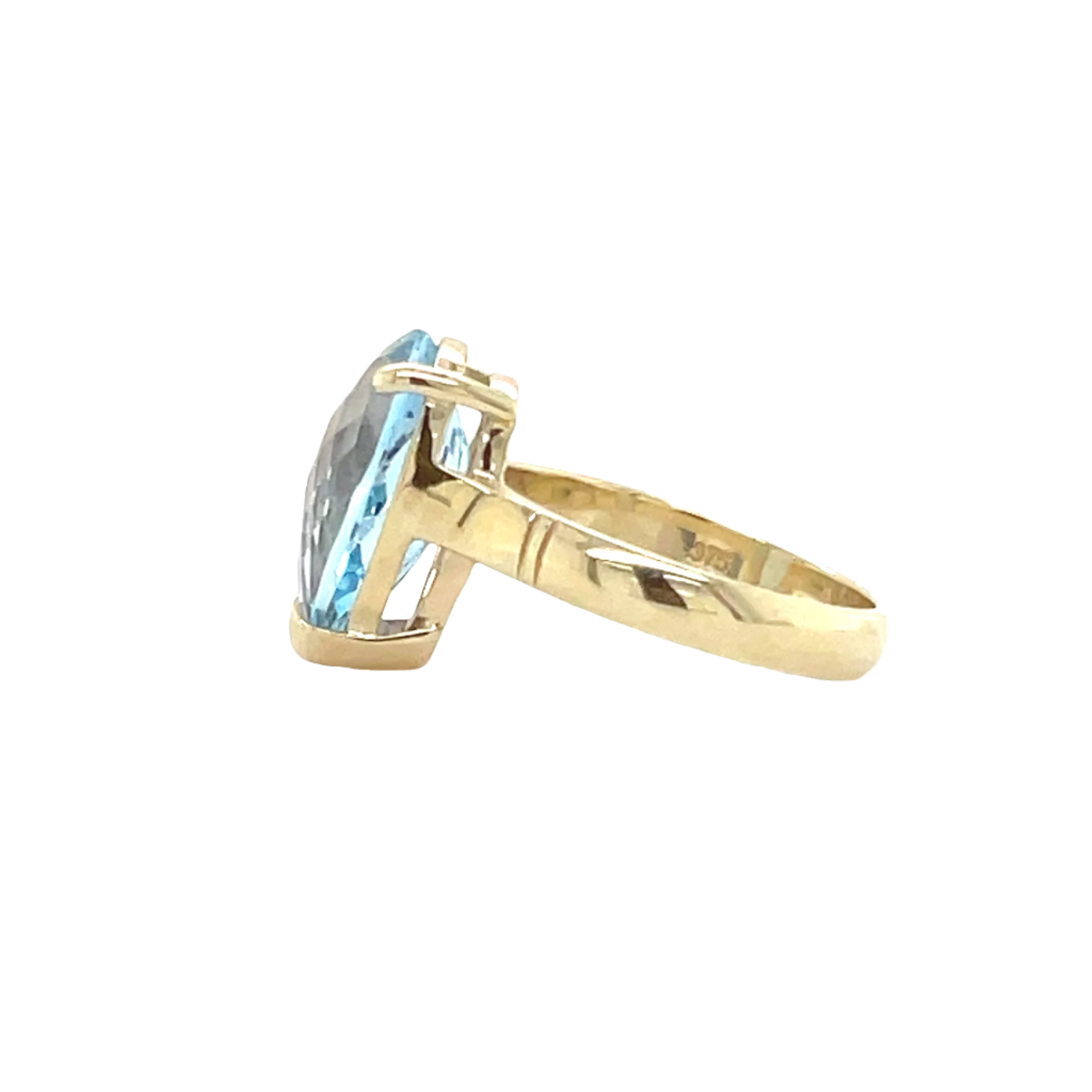 9ct Yellow Gold Pear Shape Blue Topaz Dress Ring