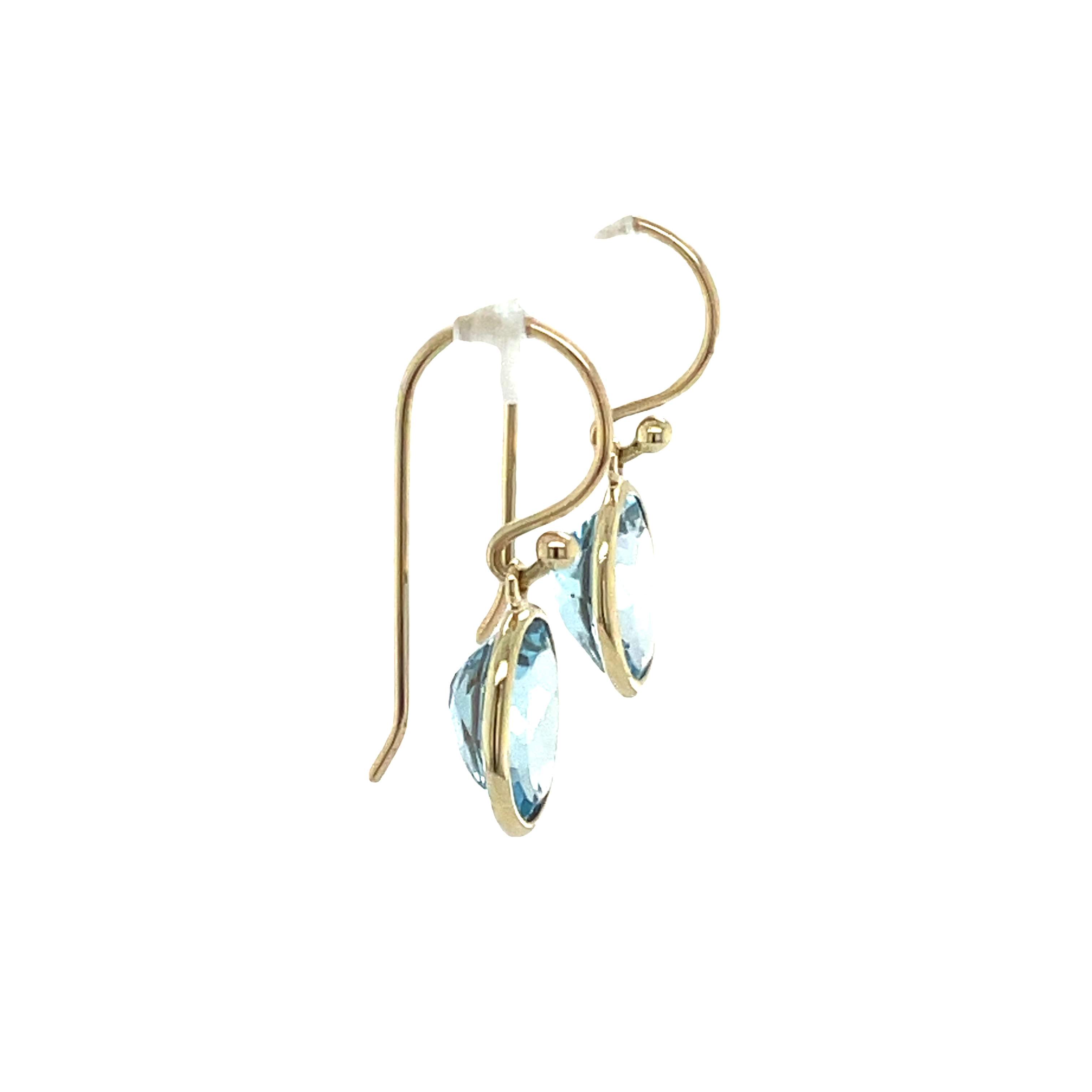 9ct Yellow Gold Oval Blue Topaz Drop Earrings