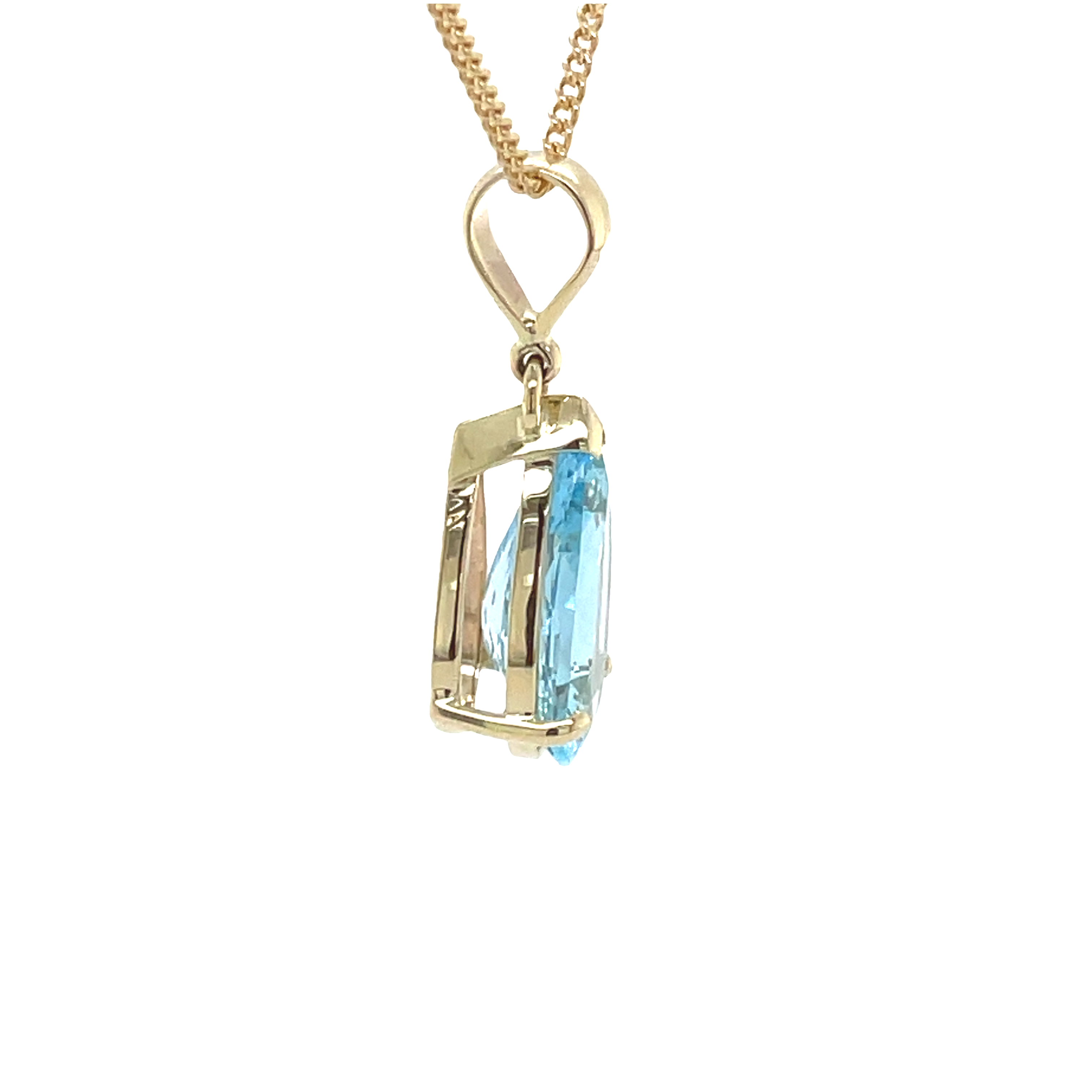 9ct Yellow Gold Pear Shape Blue Topaz Pendant