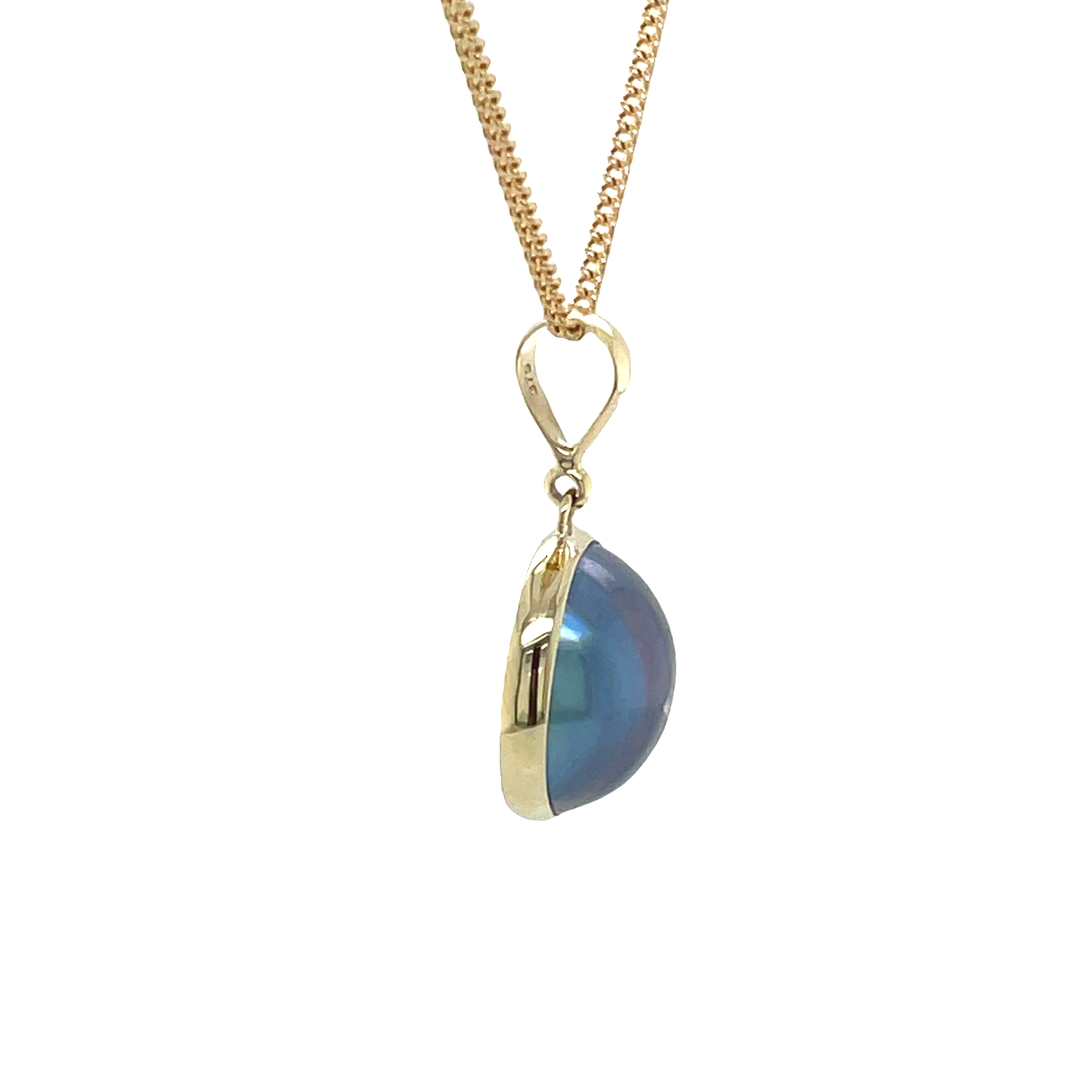 9ct Yellow Gold Round Grey Mabe Pearl Pendant