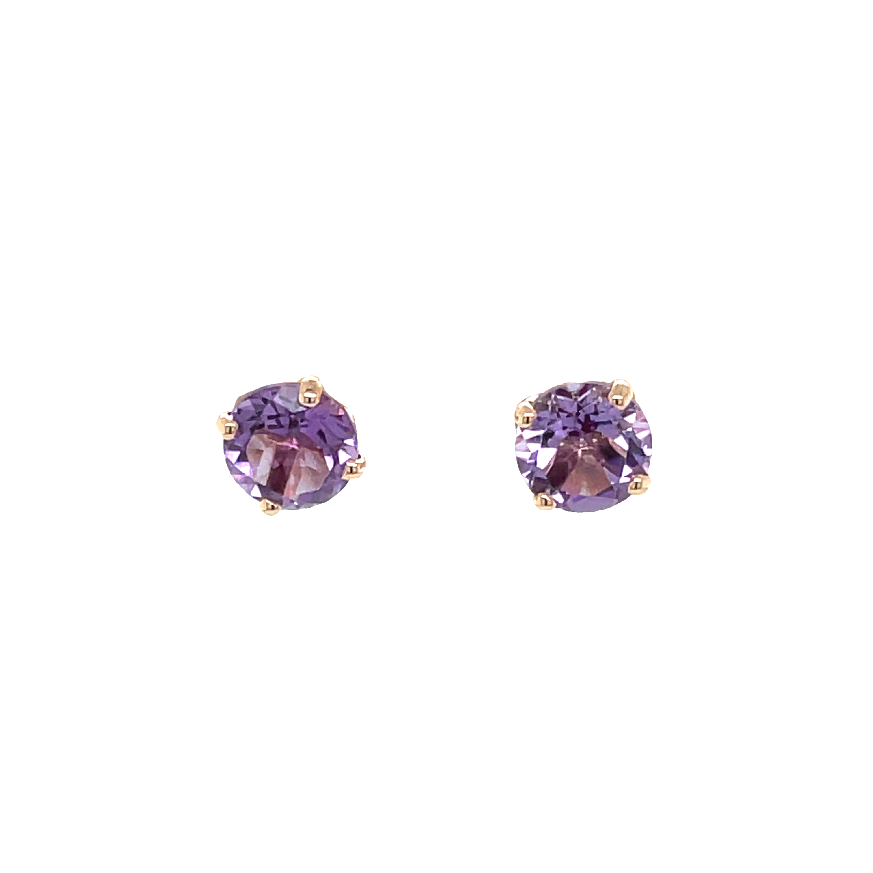 9ct Rose Gold Round Claw Set Amethyst Stud Earrings