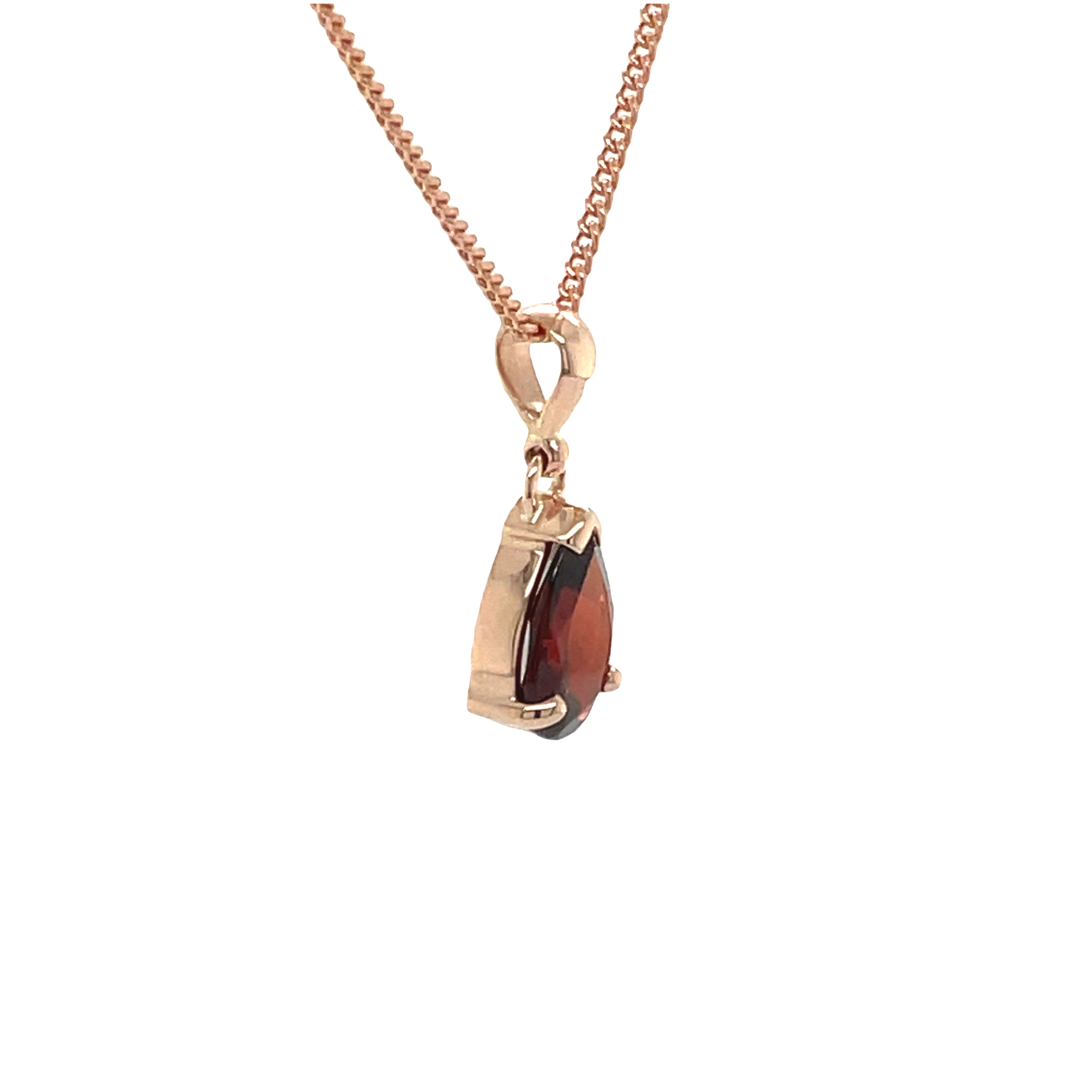 9ct Rose Gold Pear Shape Garnet Pendant