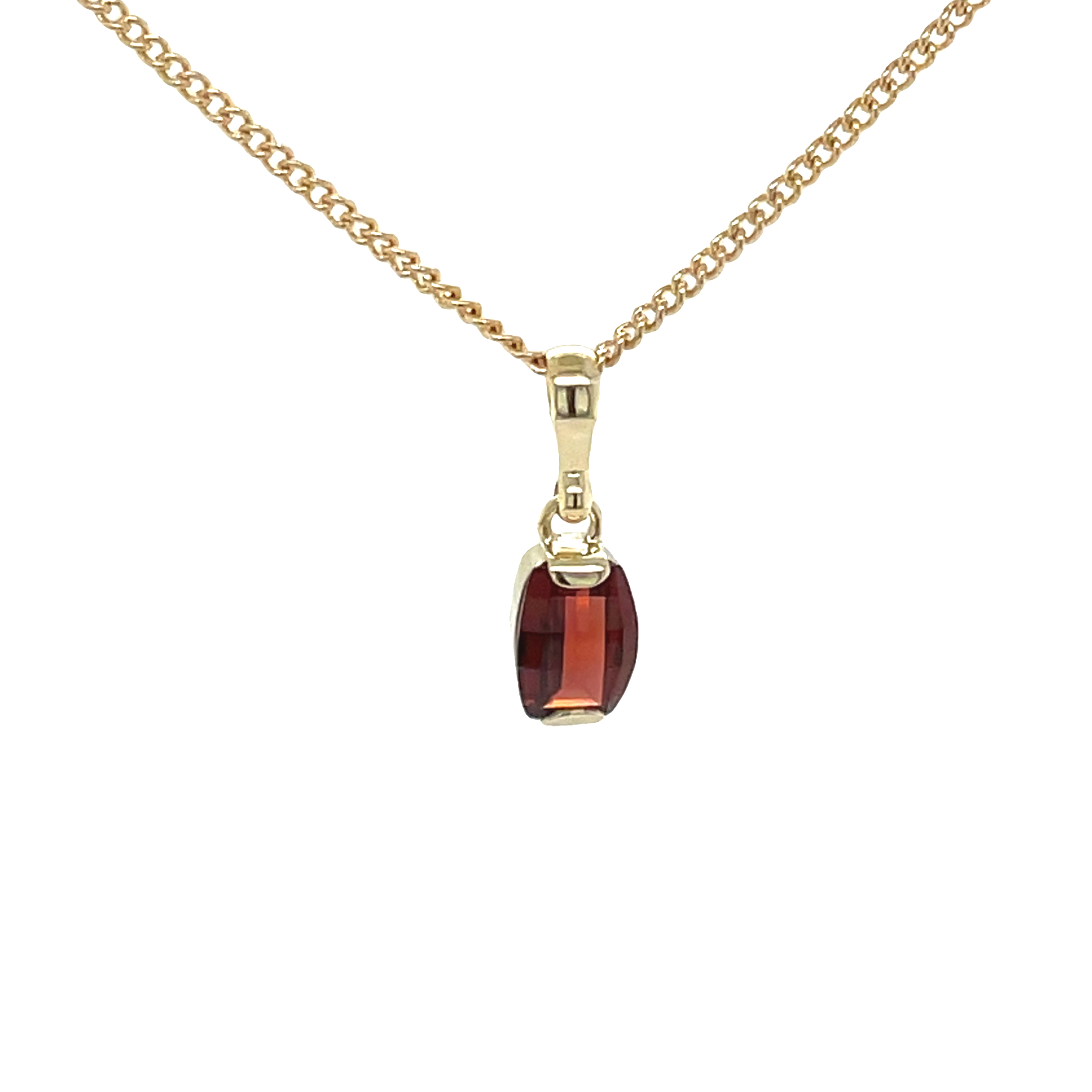 9ct Yellow Gold Cushion Cut Garnet Pendant