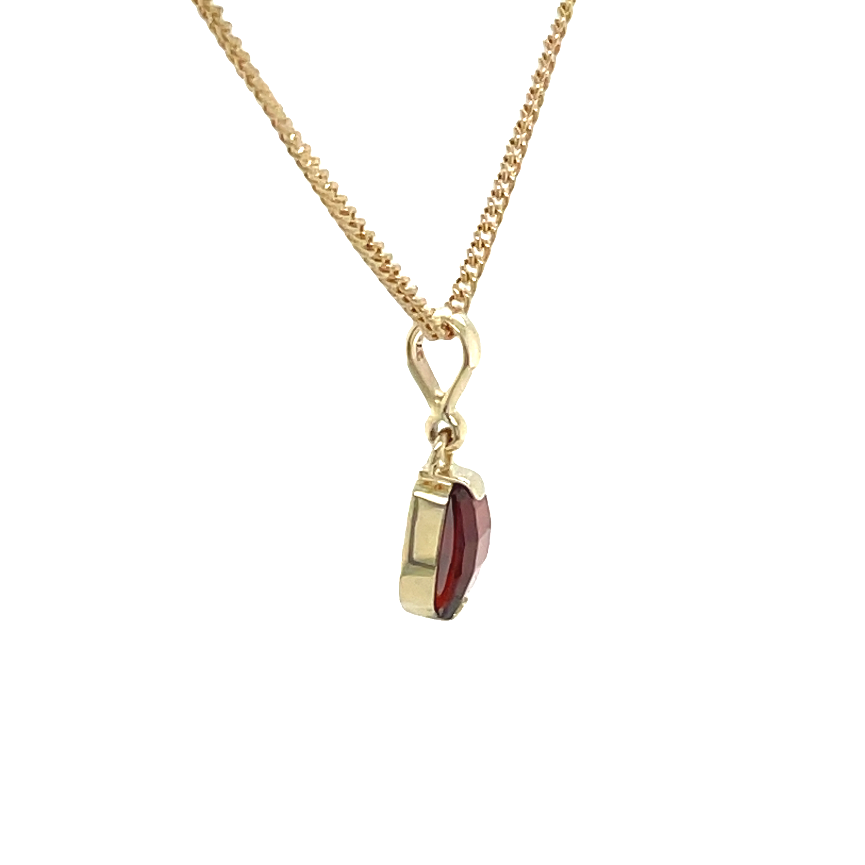 9ct Yellow Gold Cushion Cut Garnet Pendant