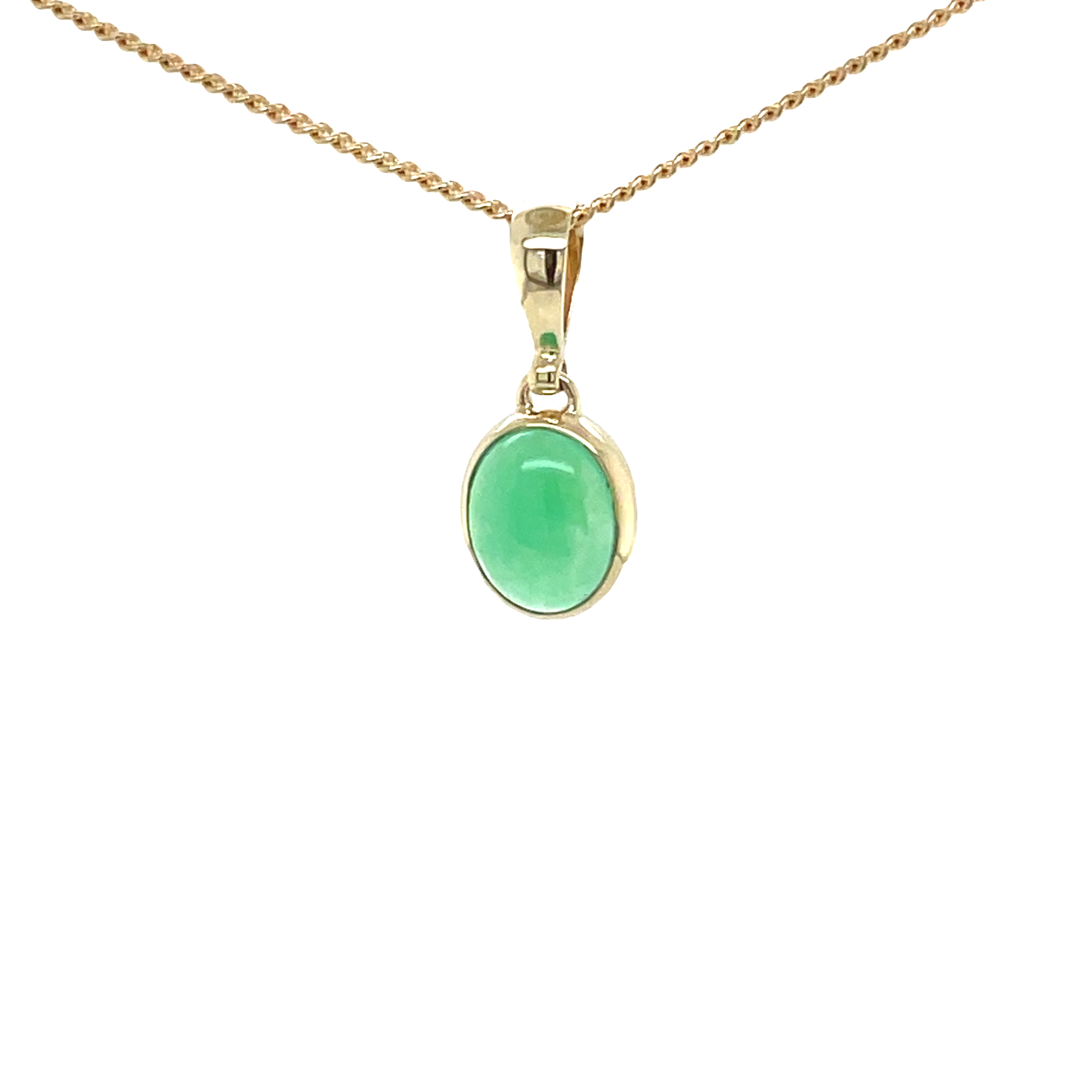 9ct Yellow Gold Queensland Chrysophase Pendant