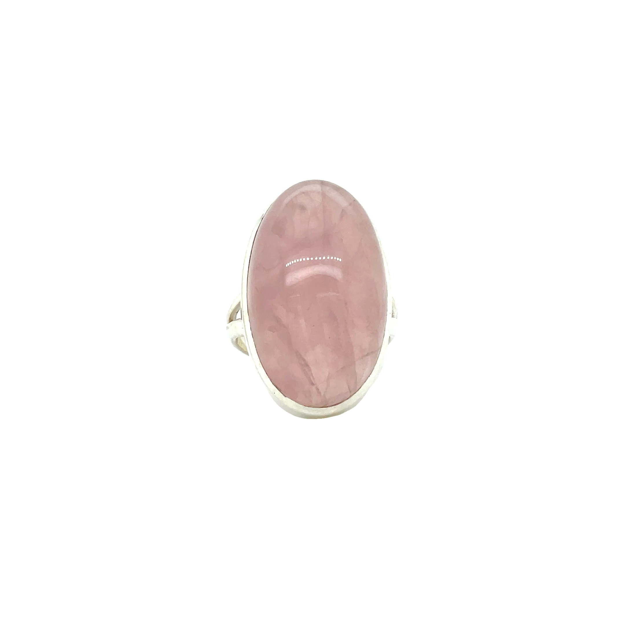 Sterling Silver Rose Quartz Oval Dress Ring