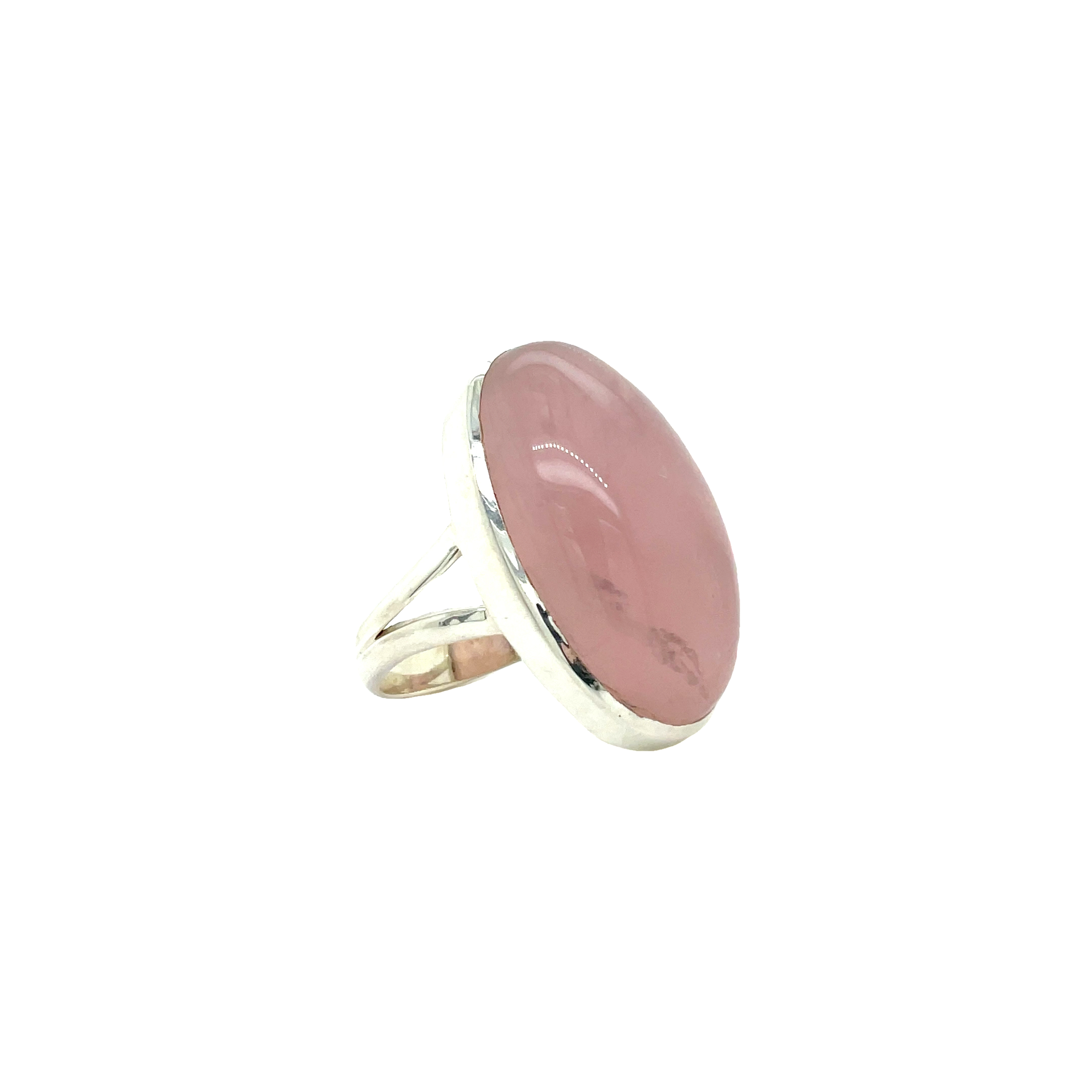 Sterling Silver Rose Quartz Oval Dress Ring