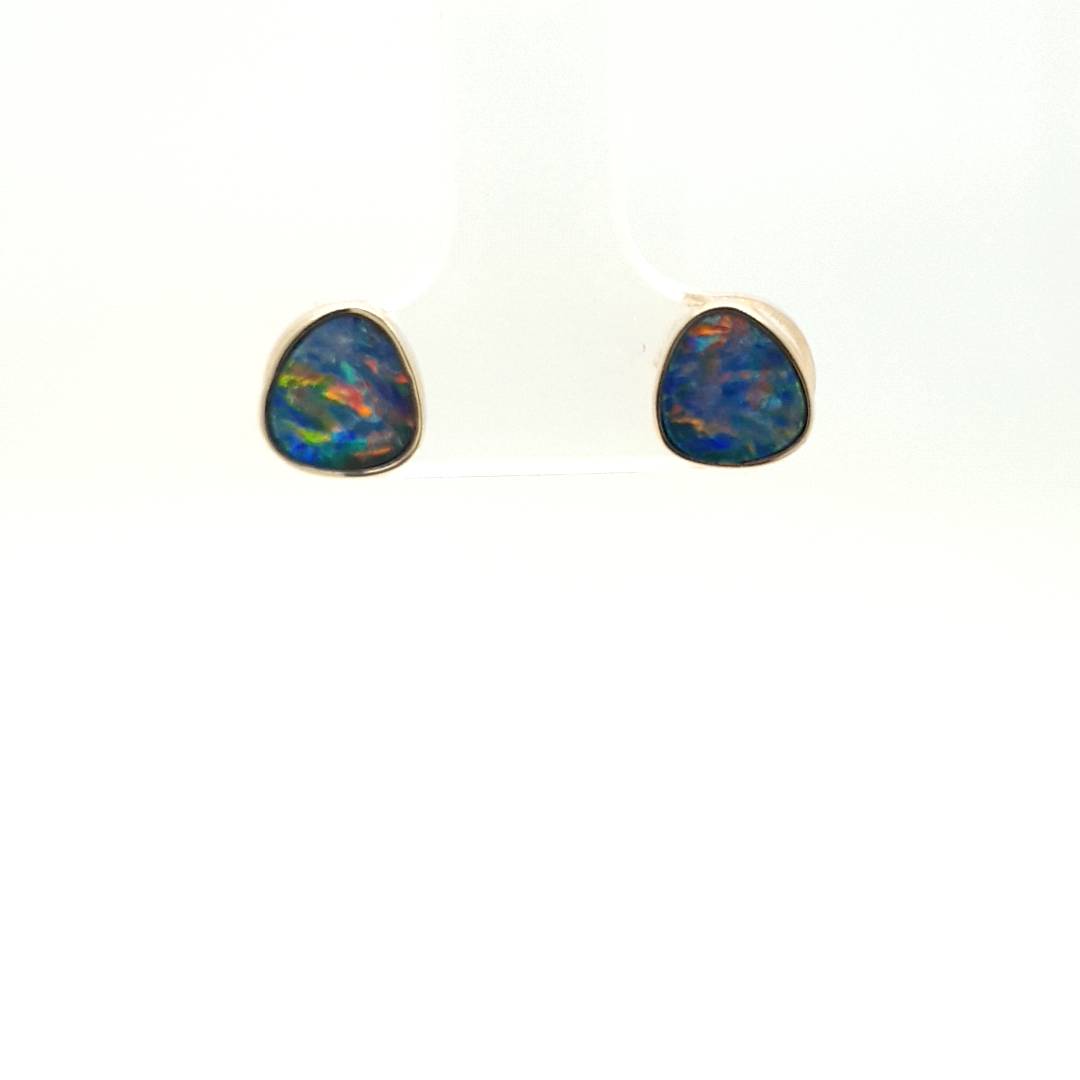 9ct Yellow Gold Freeform Australian Opal Stud Earrings