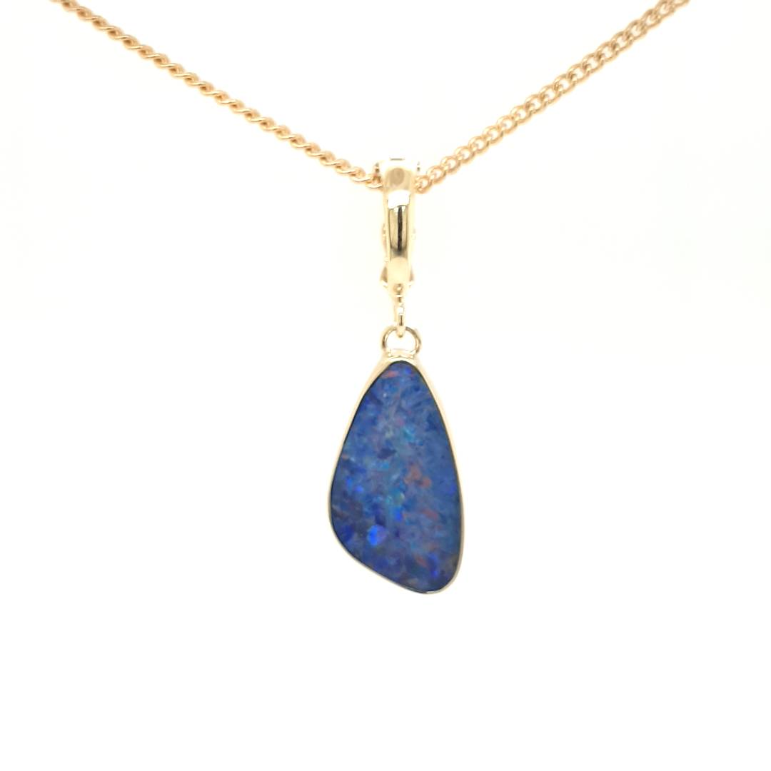 9ct Yellow Gold Australian Opal Freeform Enhancer Pendant