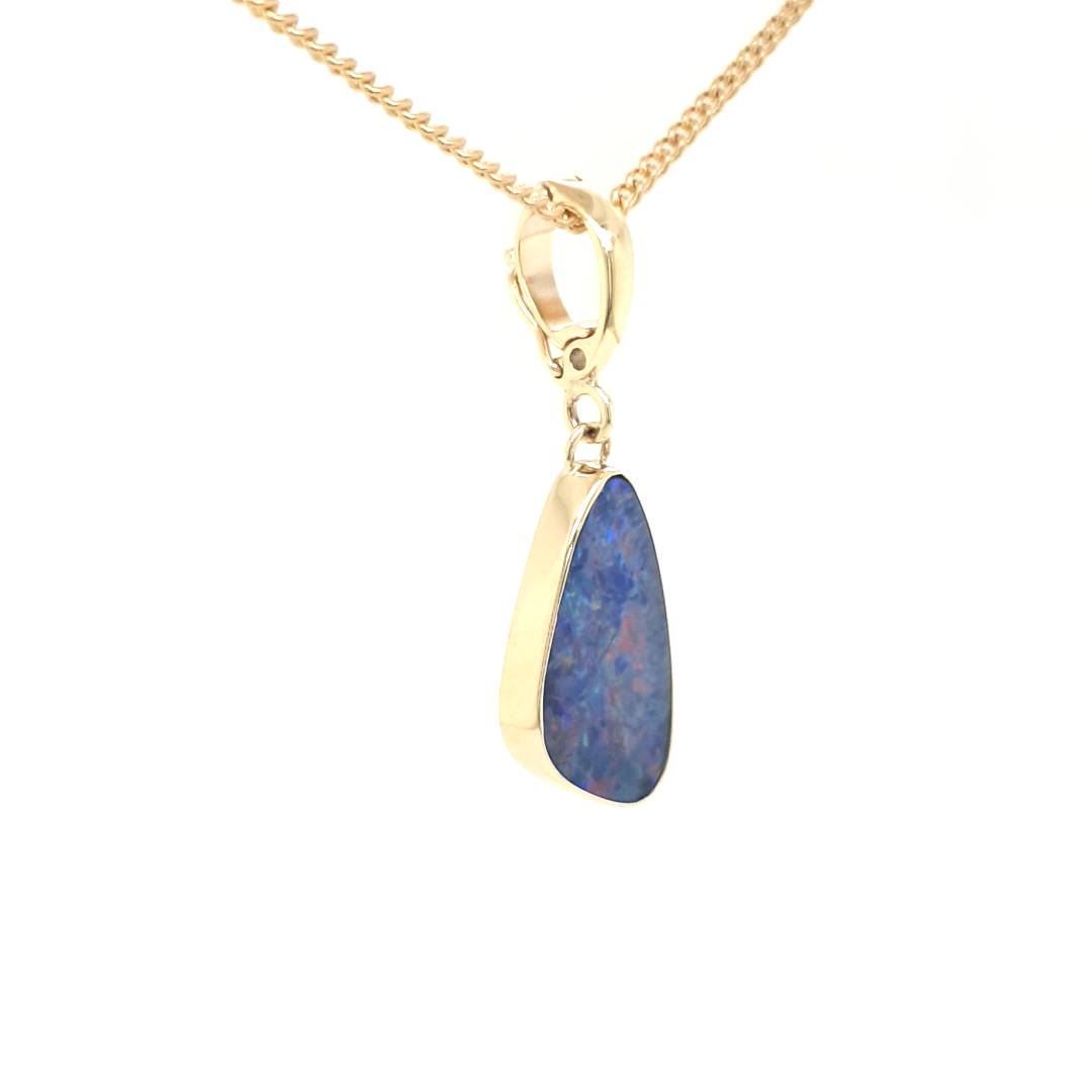 9ct Yellow Gold Australian Opal Freeform Enhancer Pendant