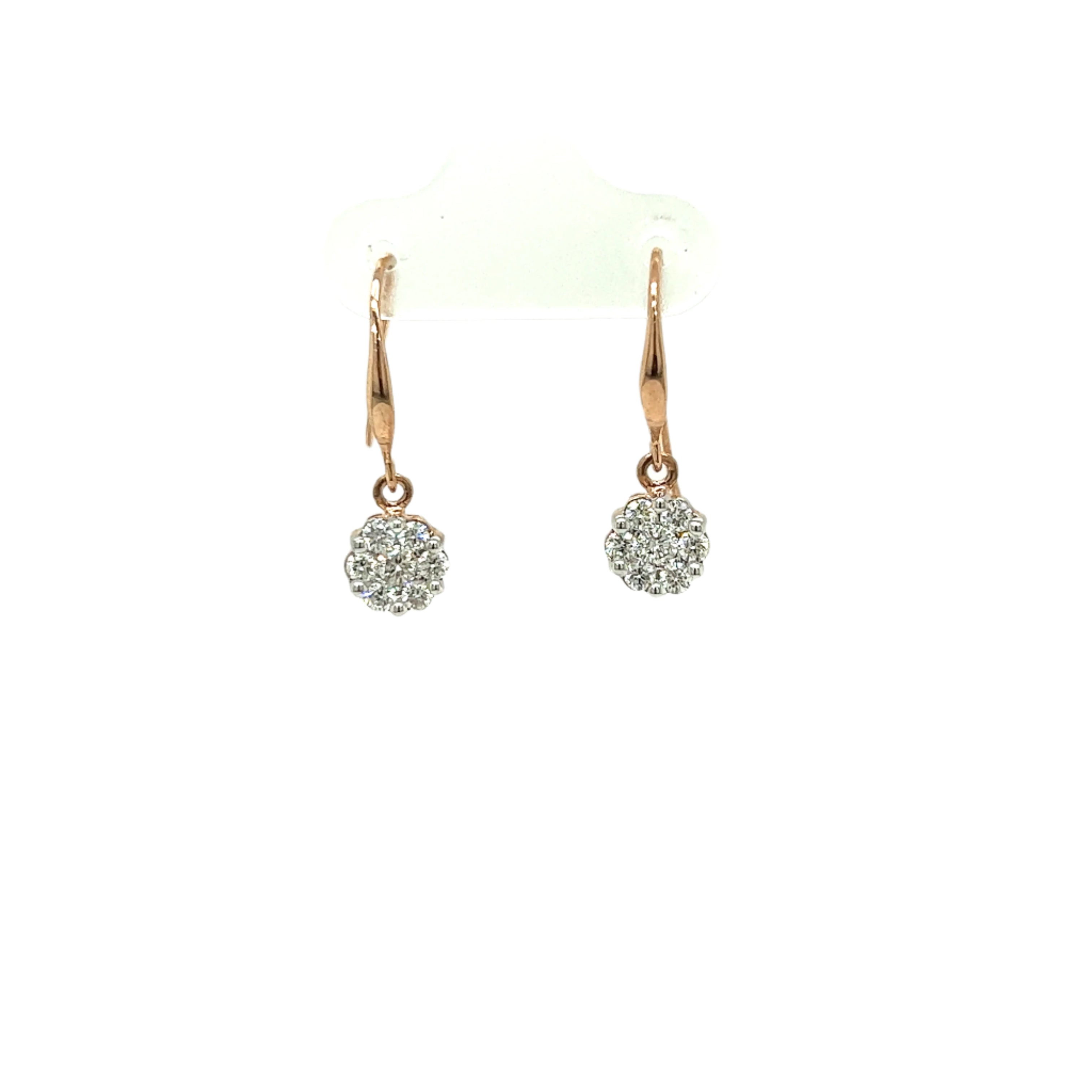 9ct Rose Gold Diamond Cluster Earrings