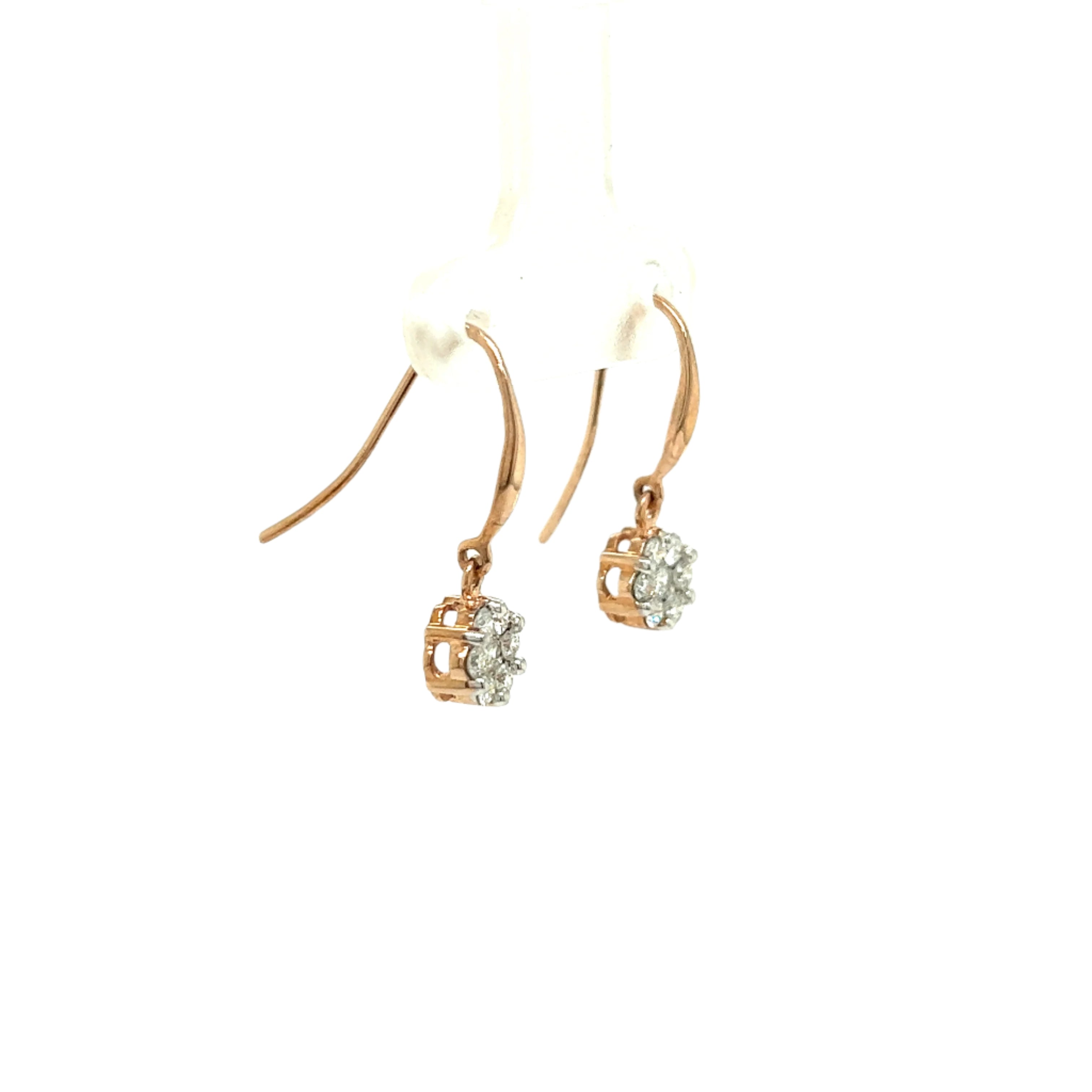 9ct Rose Gold Diamond Cluster Earrings