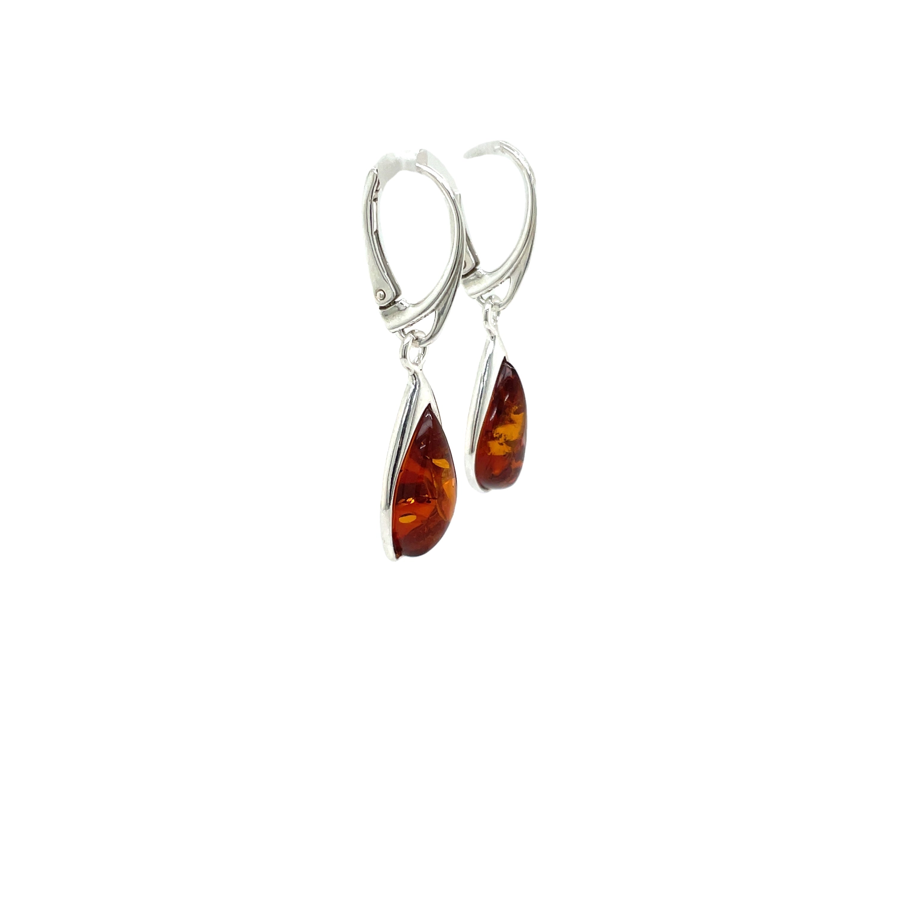 Sterling Silver Freeform Amber Drop Earrings