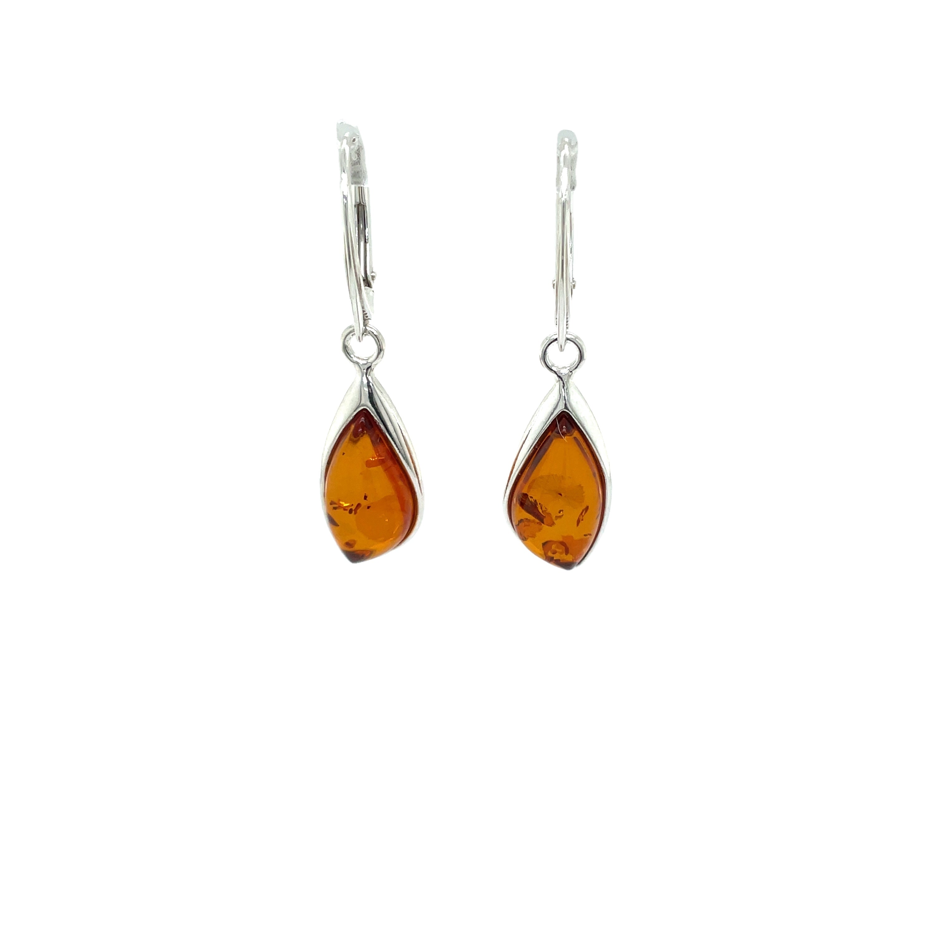 Sterling Silver Freeform Amber Drop Earrings