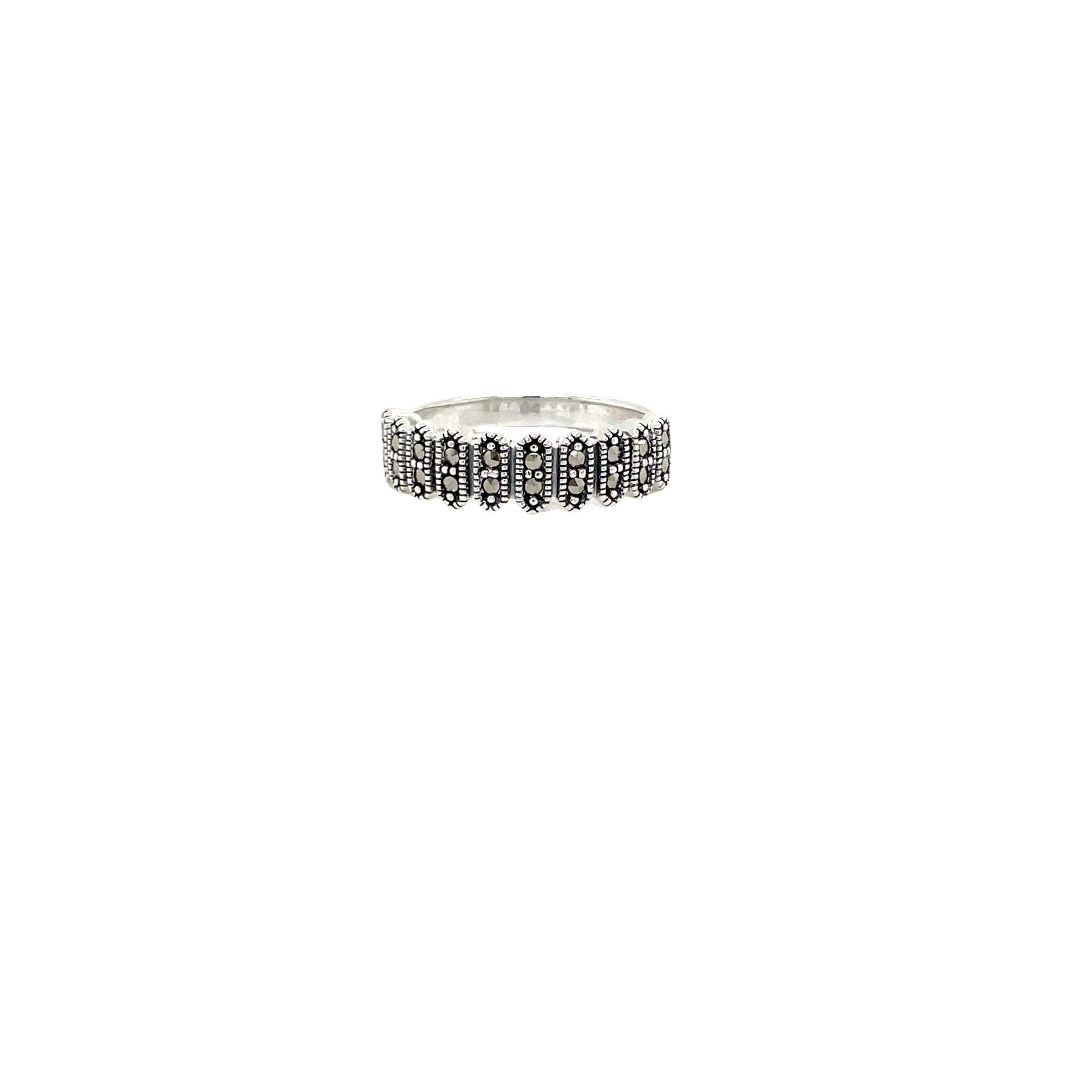 Sterling Silver Marcasite Elongated Band Ring