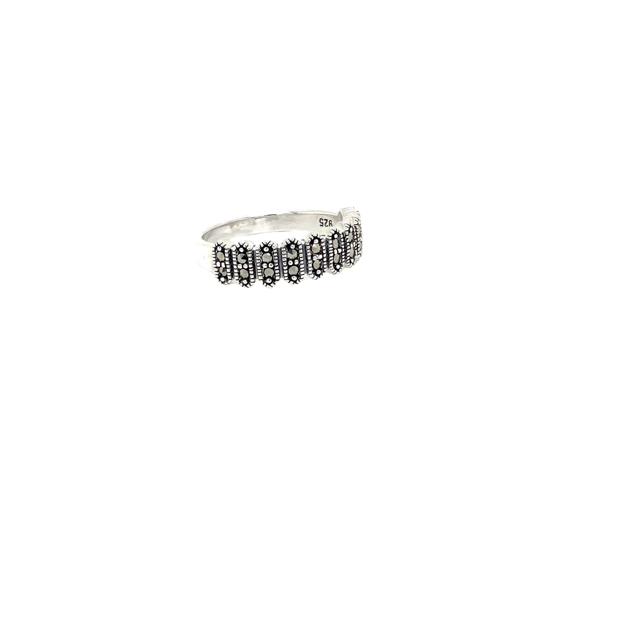 Sterling Silver Marcasite Elongated Band Ring