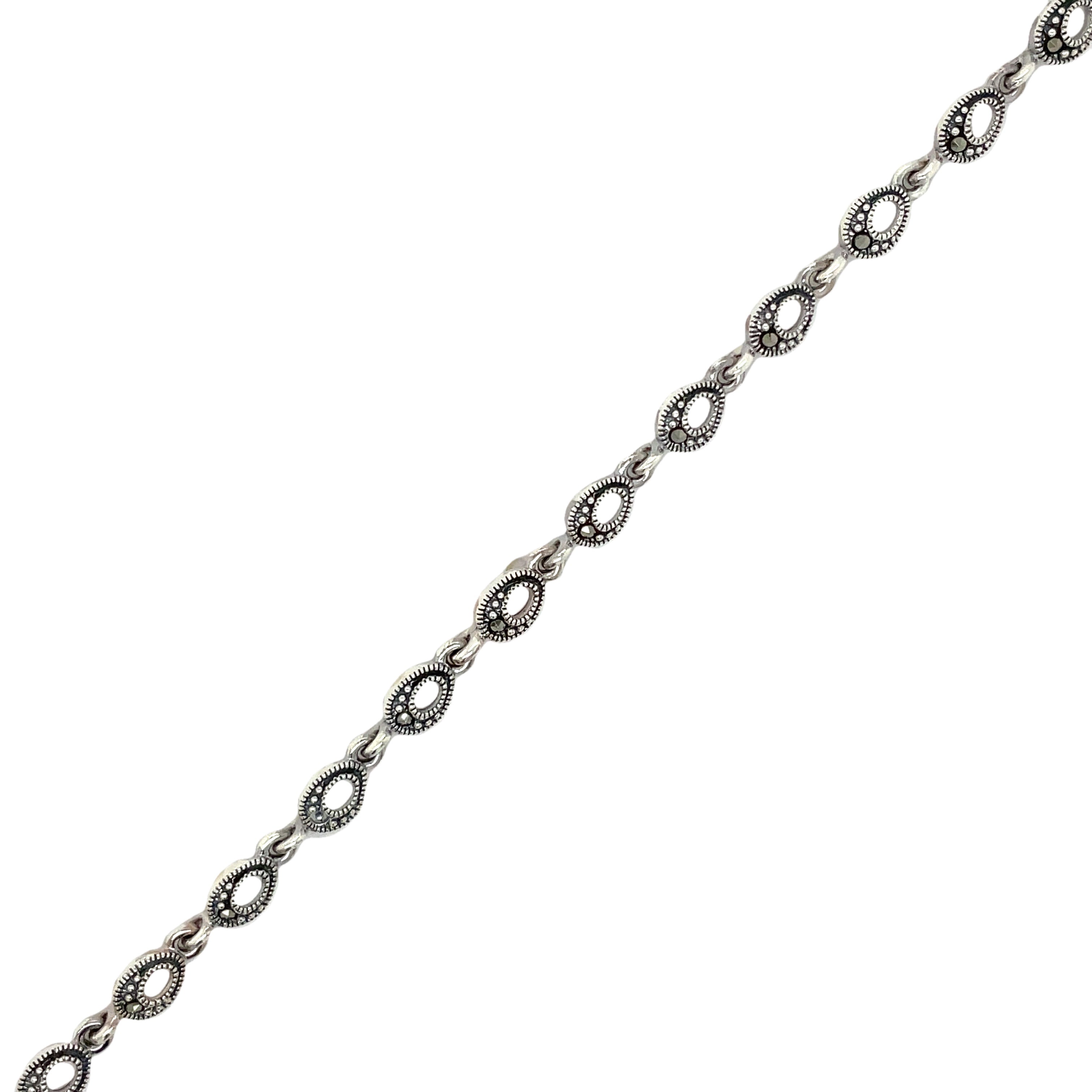 Sterling Silver Marcasite Open Link Bracelet