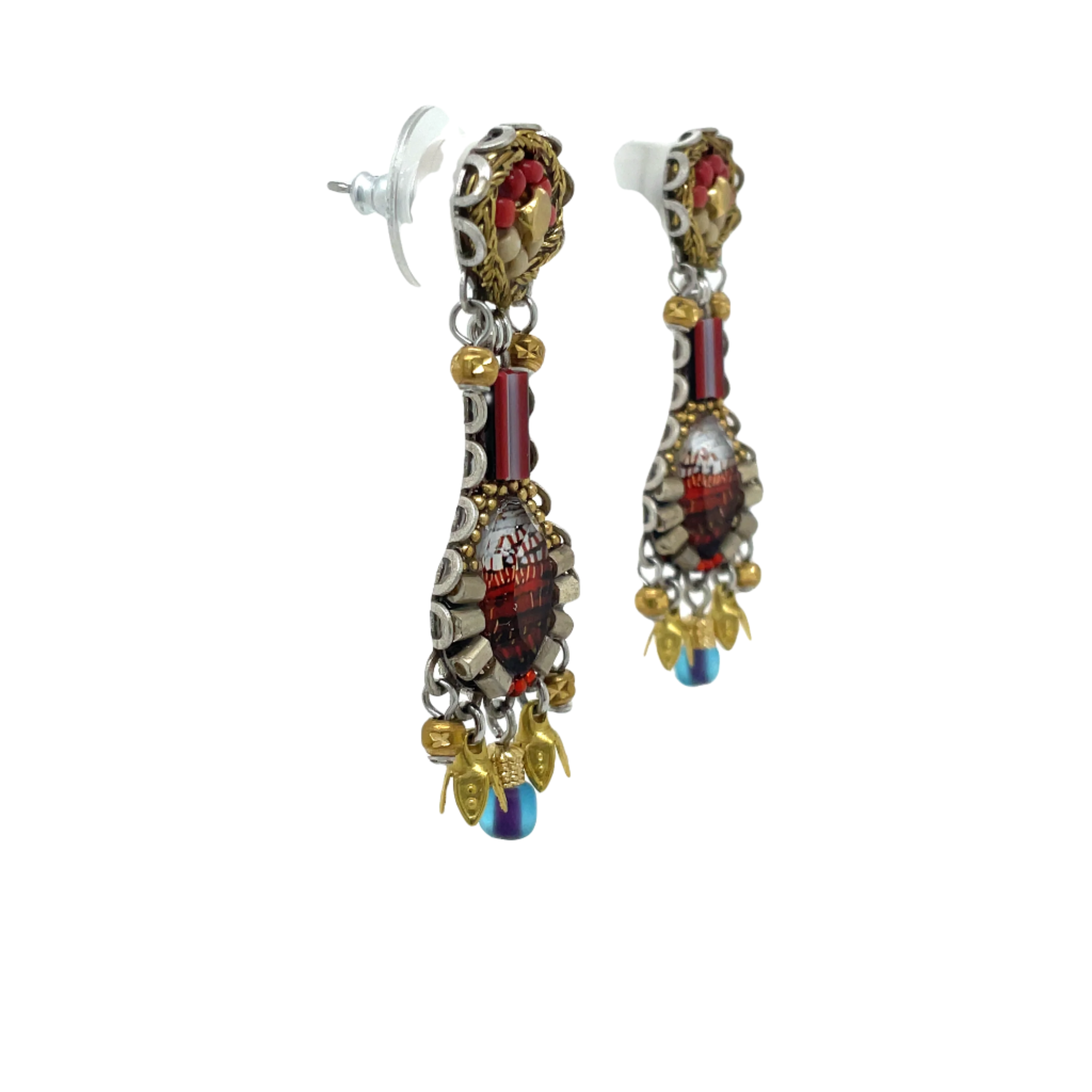 Handcrafted Fabric and Bead Earrings