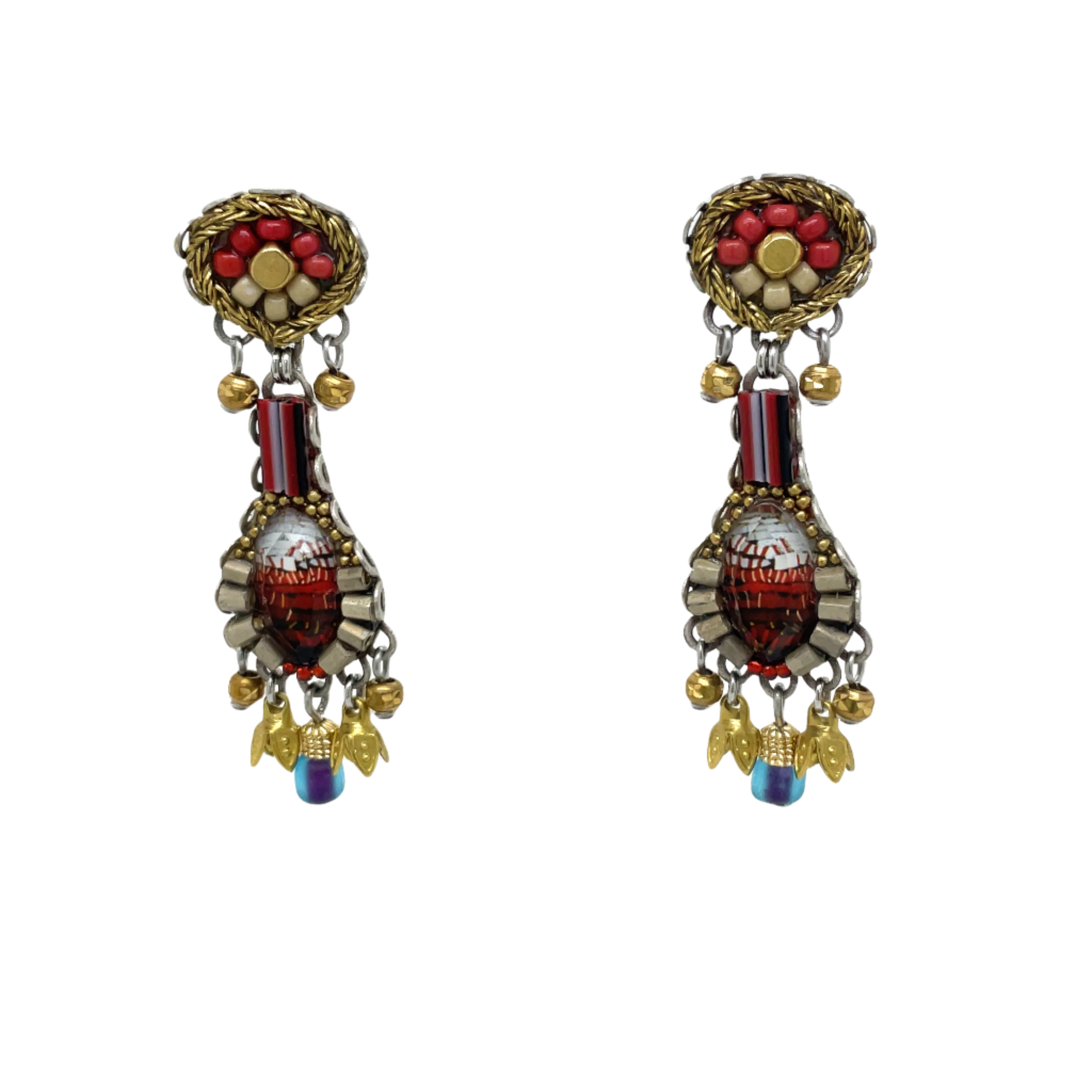 Handcrafted Fabric and Bead Earrings