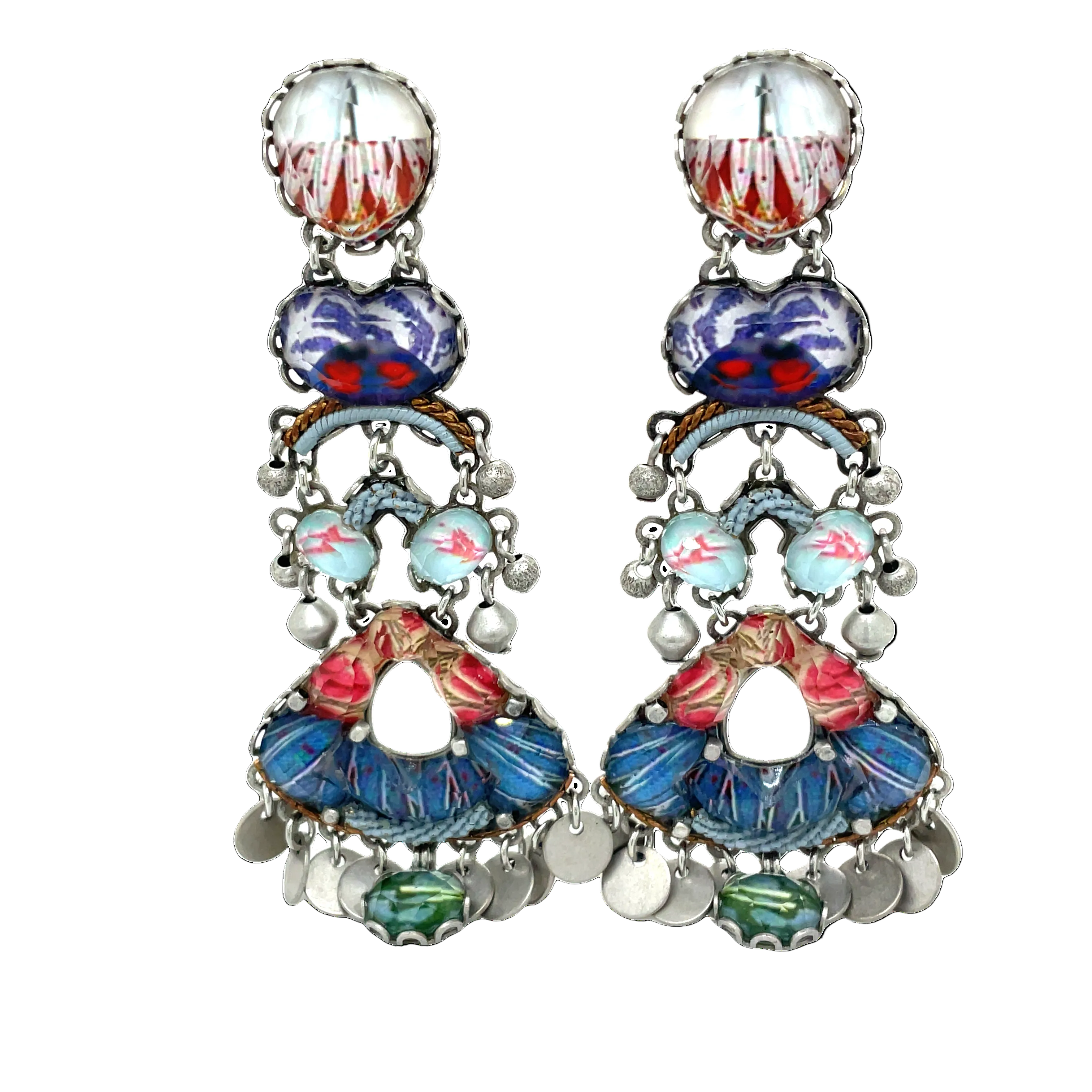 Handcrafted Fabric and Bead Earrings
