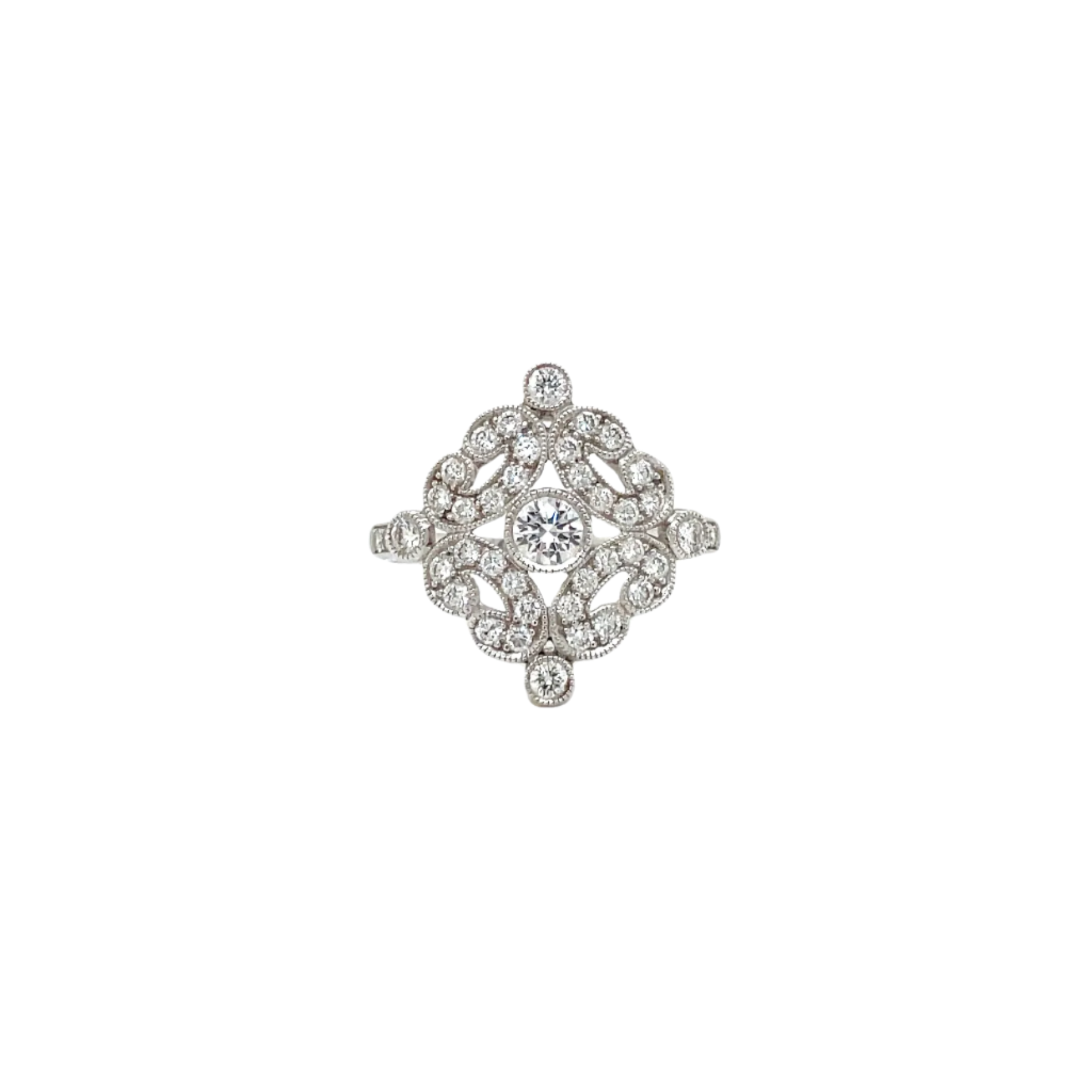 18ct White Gold Diamond Art Deco Dress Ring