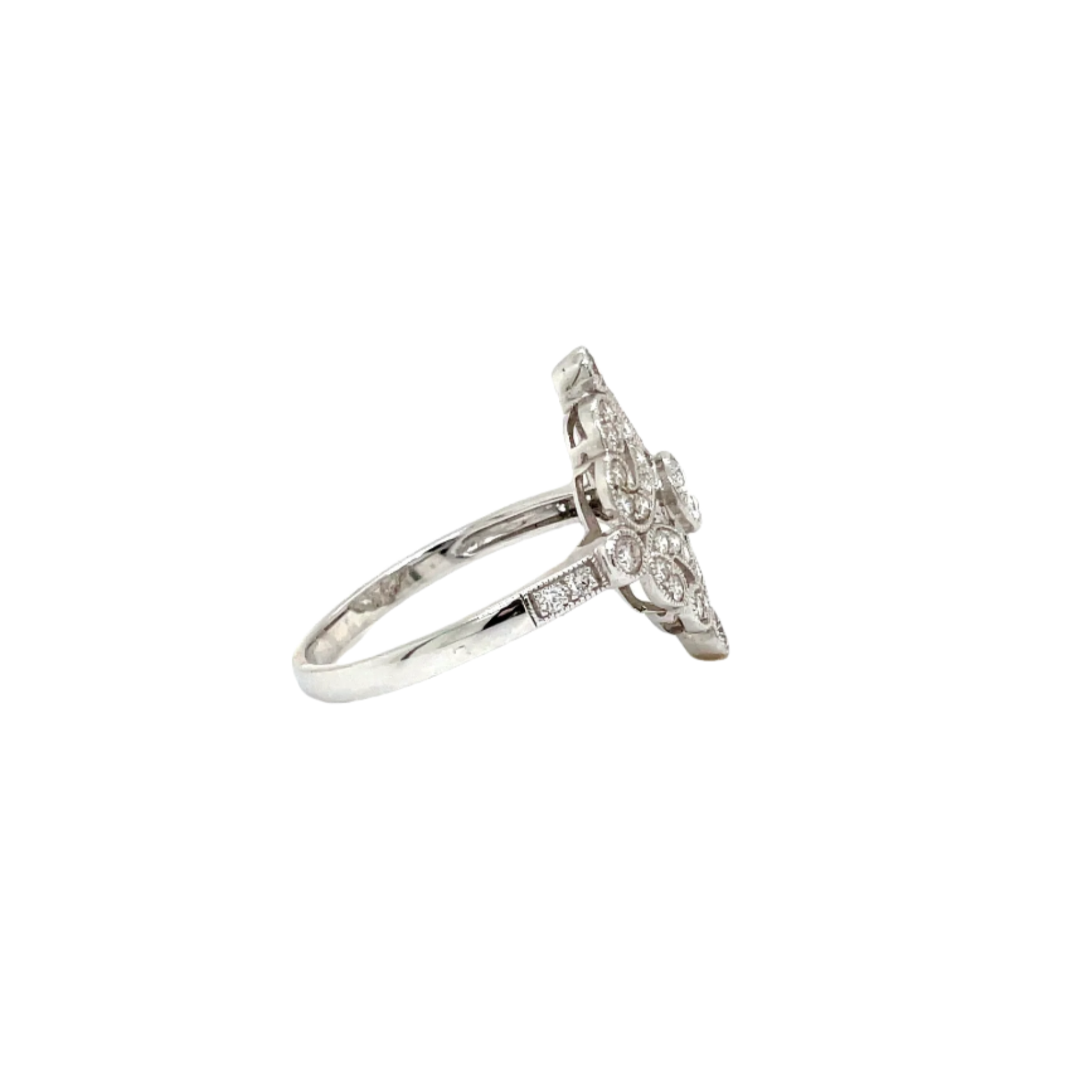 18ct White Gold Diamond Art Deco Dress Ring