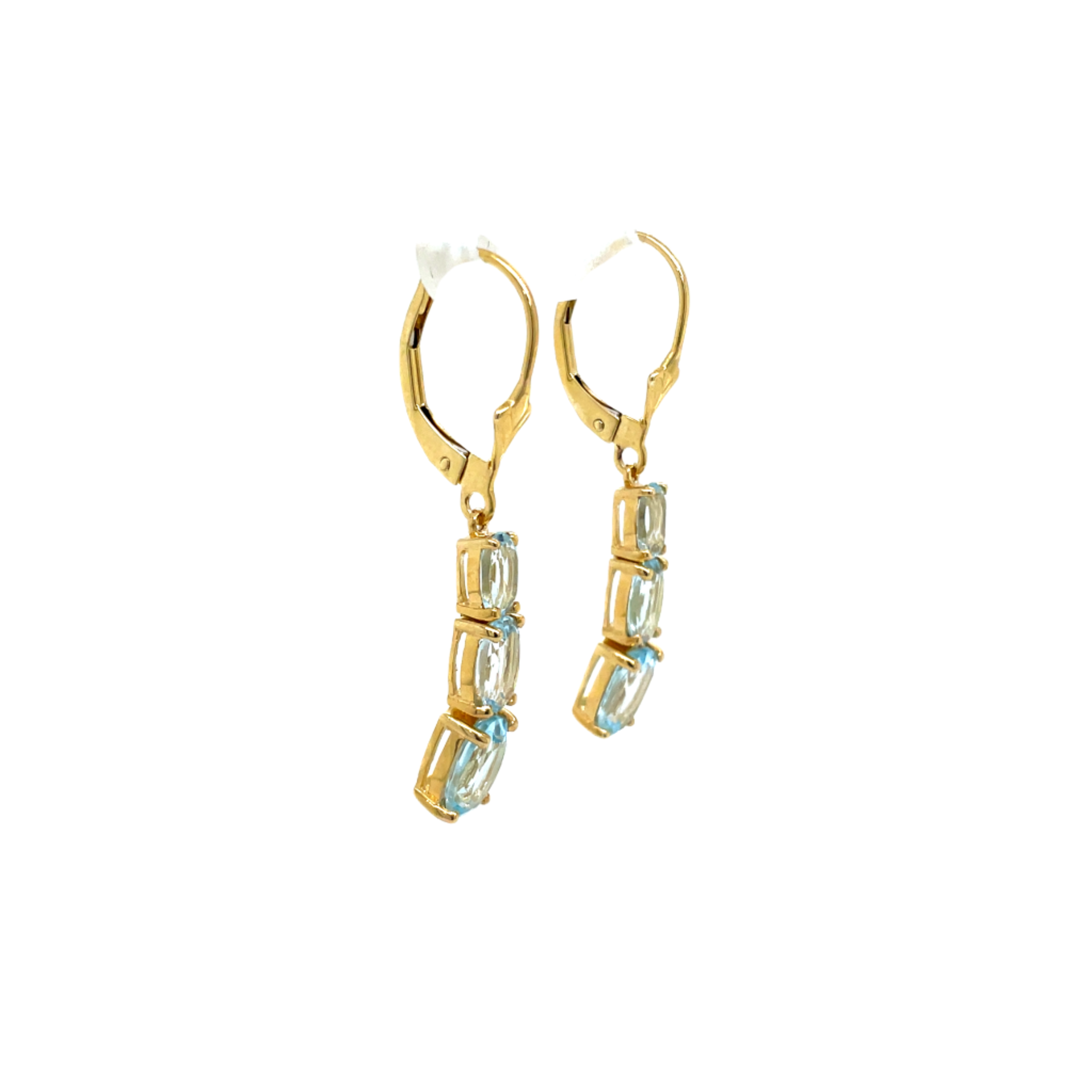 9ct Yellow Gold Blue Topaz Drop Earrings