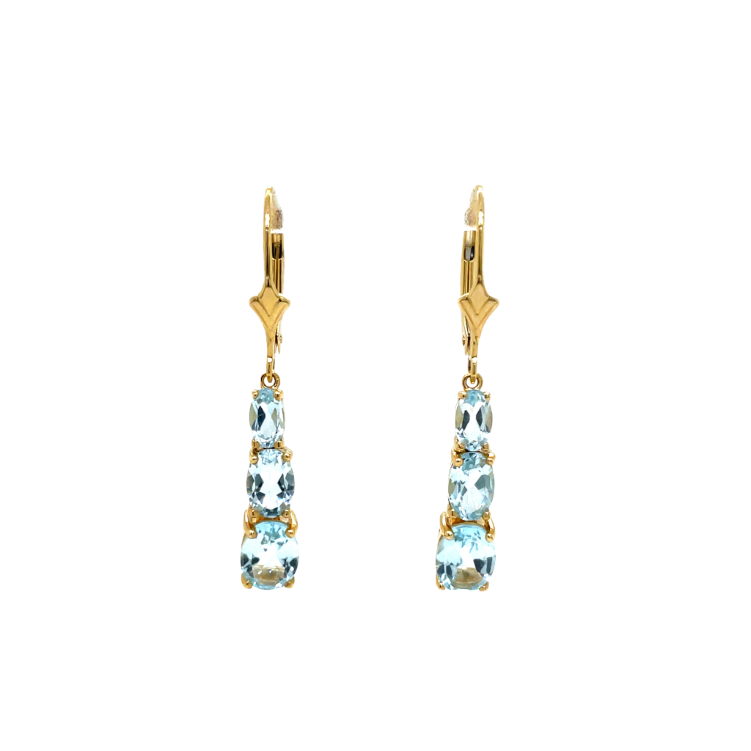 9ct Yellow Gold Blue Topaz Drop Earrings