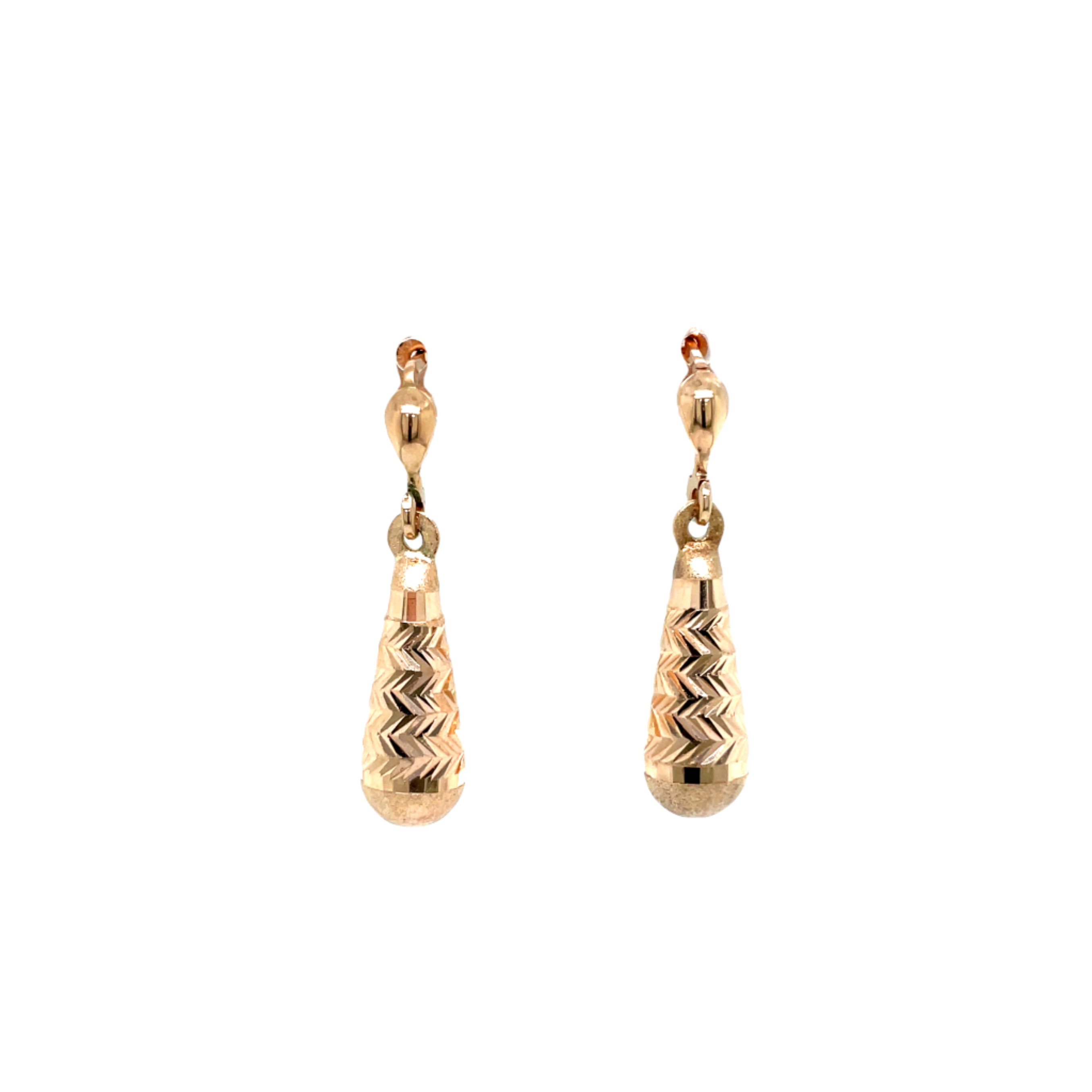 9ct Rose Gold Pattern Tear Drop Stud Earrings