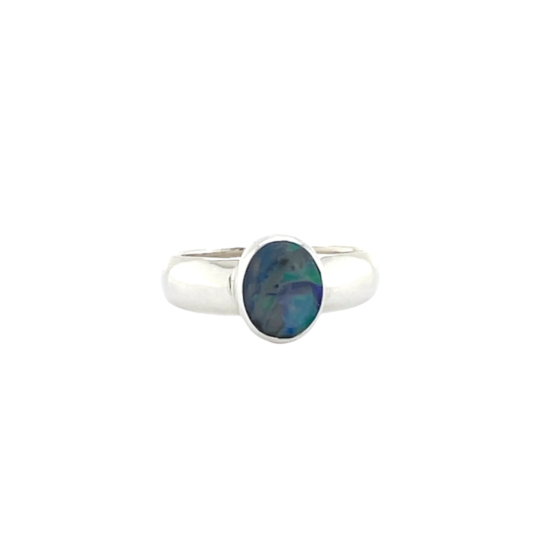 Sterling Silver Australian Black Opal Dress Ring