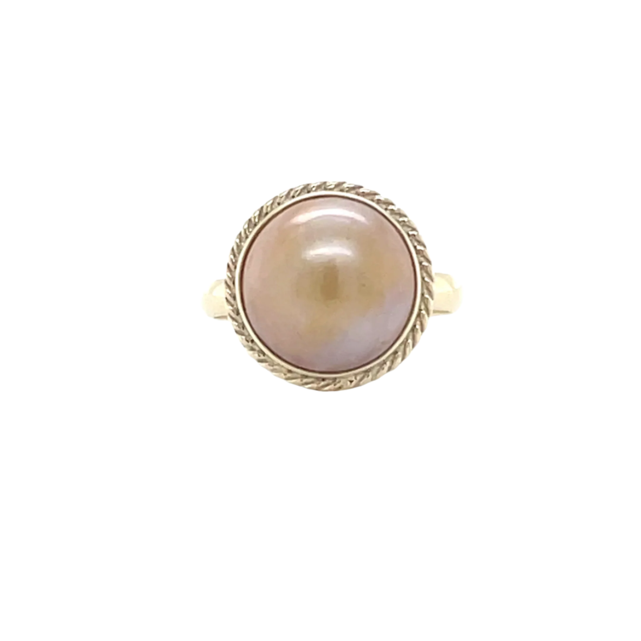 9ct Yellow Gold Round Peach Mabe Pearl Dress Ring